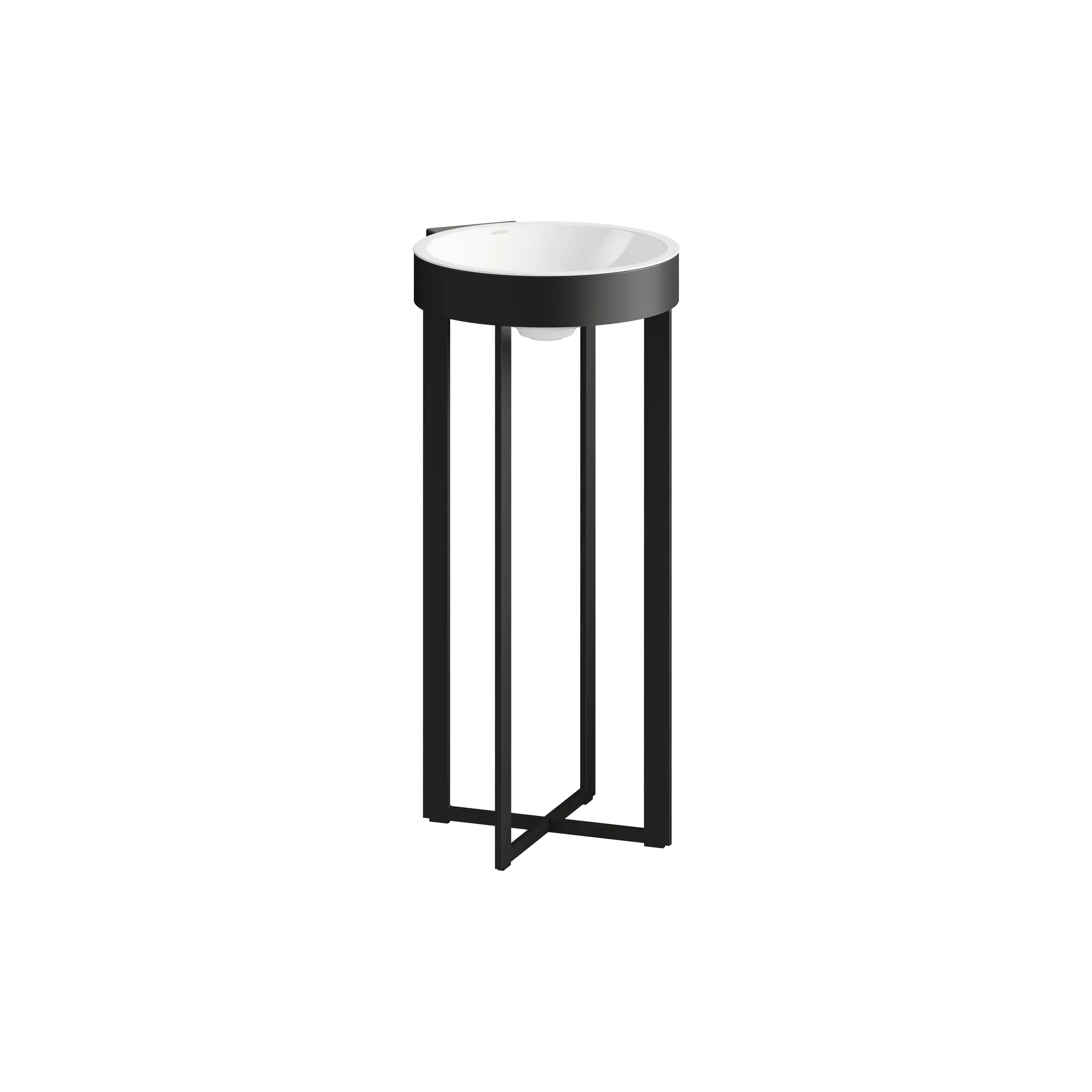Laufen Waschtisch XCROSS, bodenstehend, rund, 1 Hahnloch, ohne Überlauf, 397 x 482 x 900 mm in schwarz matt
