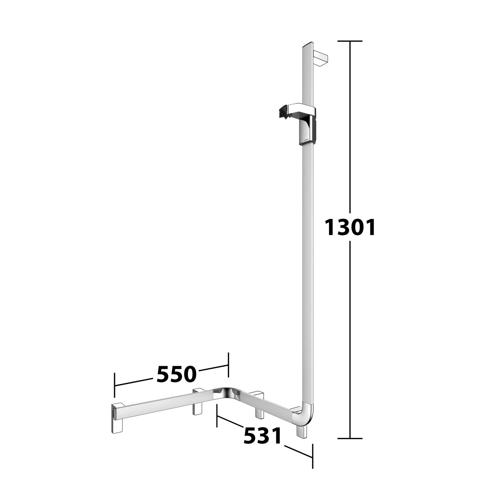 KEUCO AXESS Duschhandlauf mit Brausestange rechts silber-eloxiert KEUCO AXESS Duschhandlauf mit Brausestange rechts silber-eloxiert