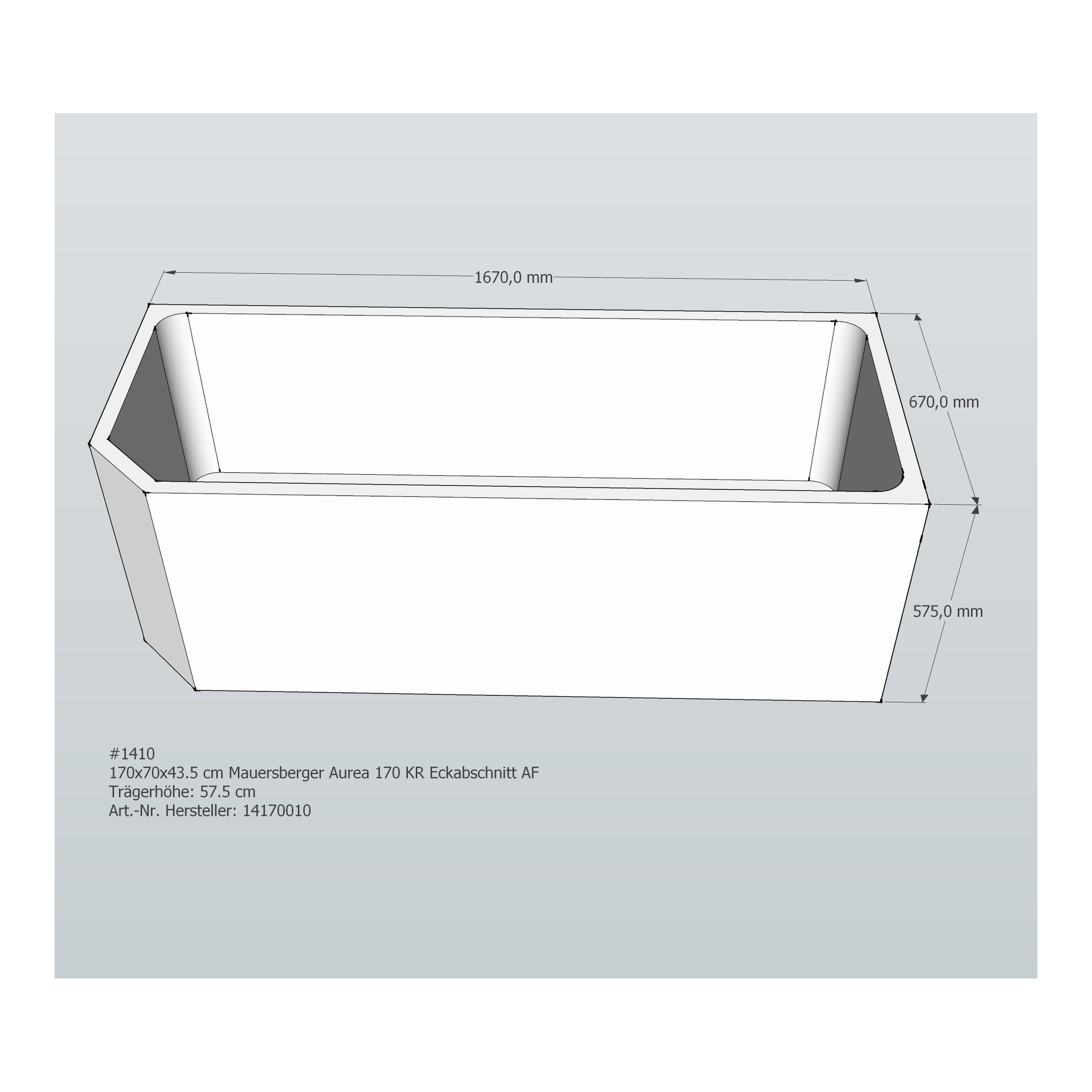 Badewannenträger für Mauersberger Aurea 170 KR 170 × 70 × 43,5 cm Badewannenträger für Mauersberger Aurea 170 KR 170 × 70 × 43,5 cm