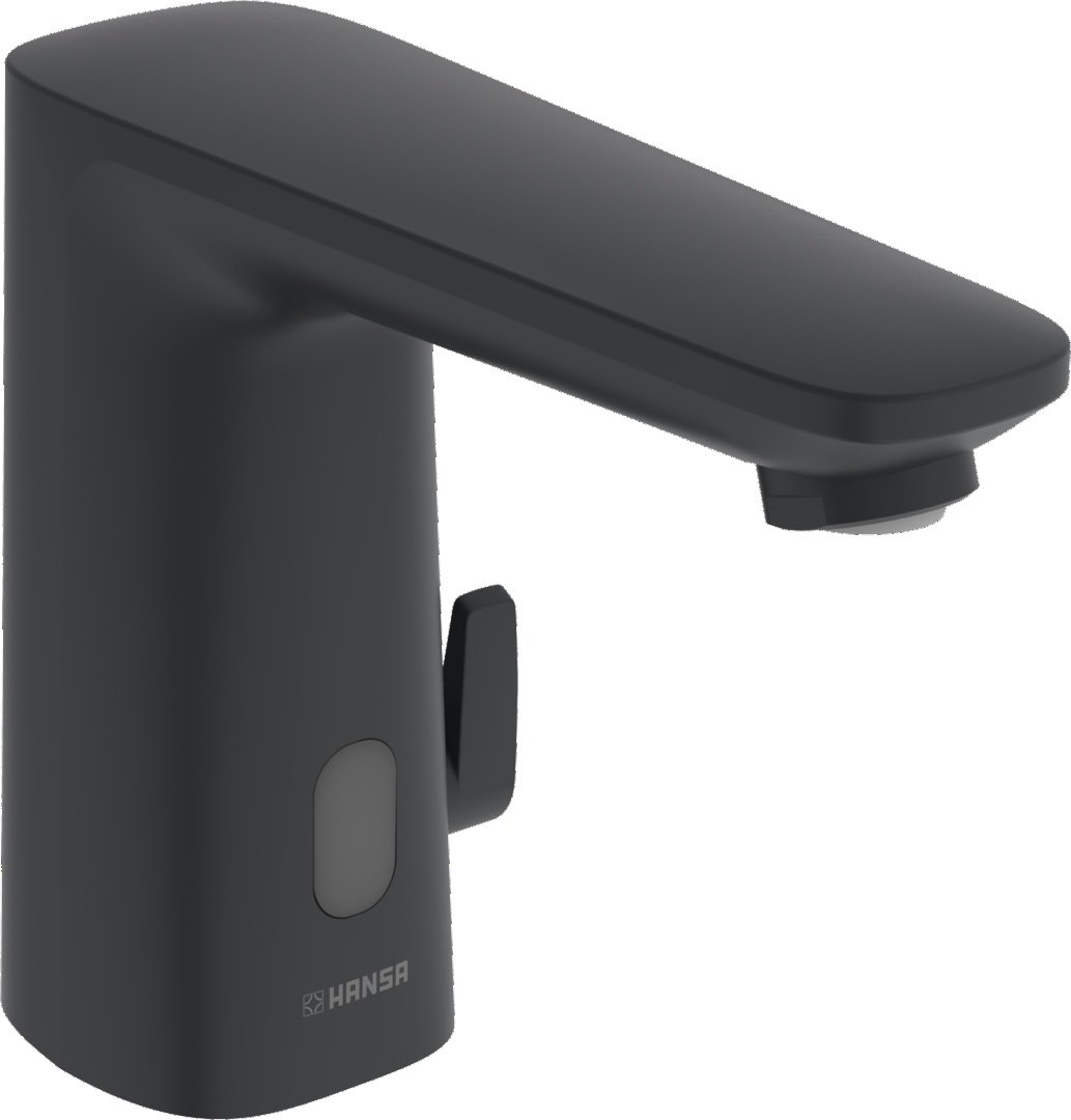 Hansa Waschtischarmatur, elektronisch „Electra“ Ausladung 117 mm in Matt-Schwarz Hansa Waschtischarmatur, elektronisch „Electra“ Ausladung 117 mm in Matt-Schwarz