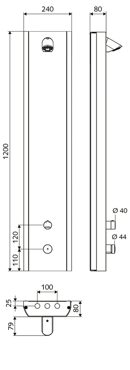 Duschpaneel LINUS Inox DP-SC-T, Mischwasser, Thermostat, Selbstschluss, Manuelle thermische Desinfektion, Duschkopf COMFORT Flex, 2x DN 15 G 1/2 AG, B 240 mm x H 1200 mm x T 80 mm, Edelstahl gebürstet Duschpaneel LINUS Inox DP-SC-T, Mischwasser, Thermostat, Selbstschluss, Manuelle thermische Desinfektion, Duschkopf COMFORT Flex, 2x DN 15 G 1/2 AG, B 240 mm x H 1200 mm x T 80 mm, Edelstahl gebürstet