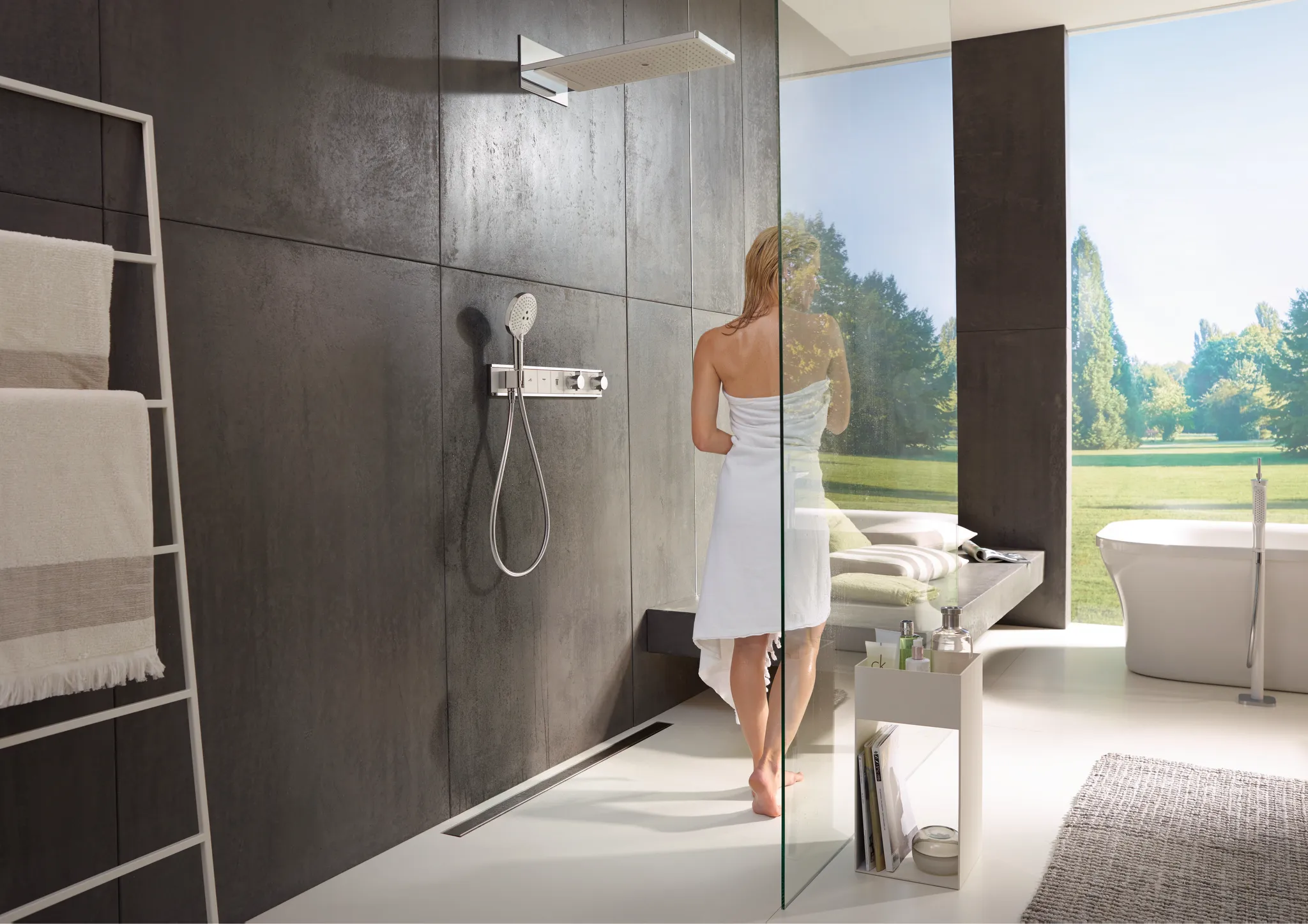 Kopfbrause Rainmaker Select 580 3jet EcoSmart Wandmontage weiss/chrom