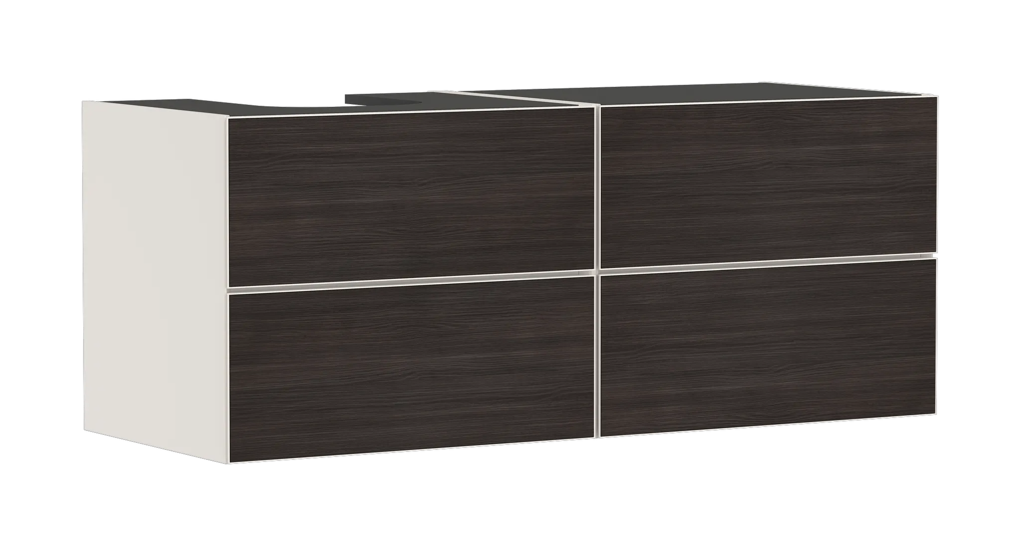 Xevolos E Waschtischunterschrank Sandbeige Matt 1370/550 mit 4 Schubkästen für Konsolen mit Aufsatzwaschtisch geschliffen links Bronze Struktur