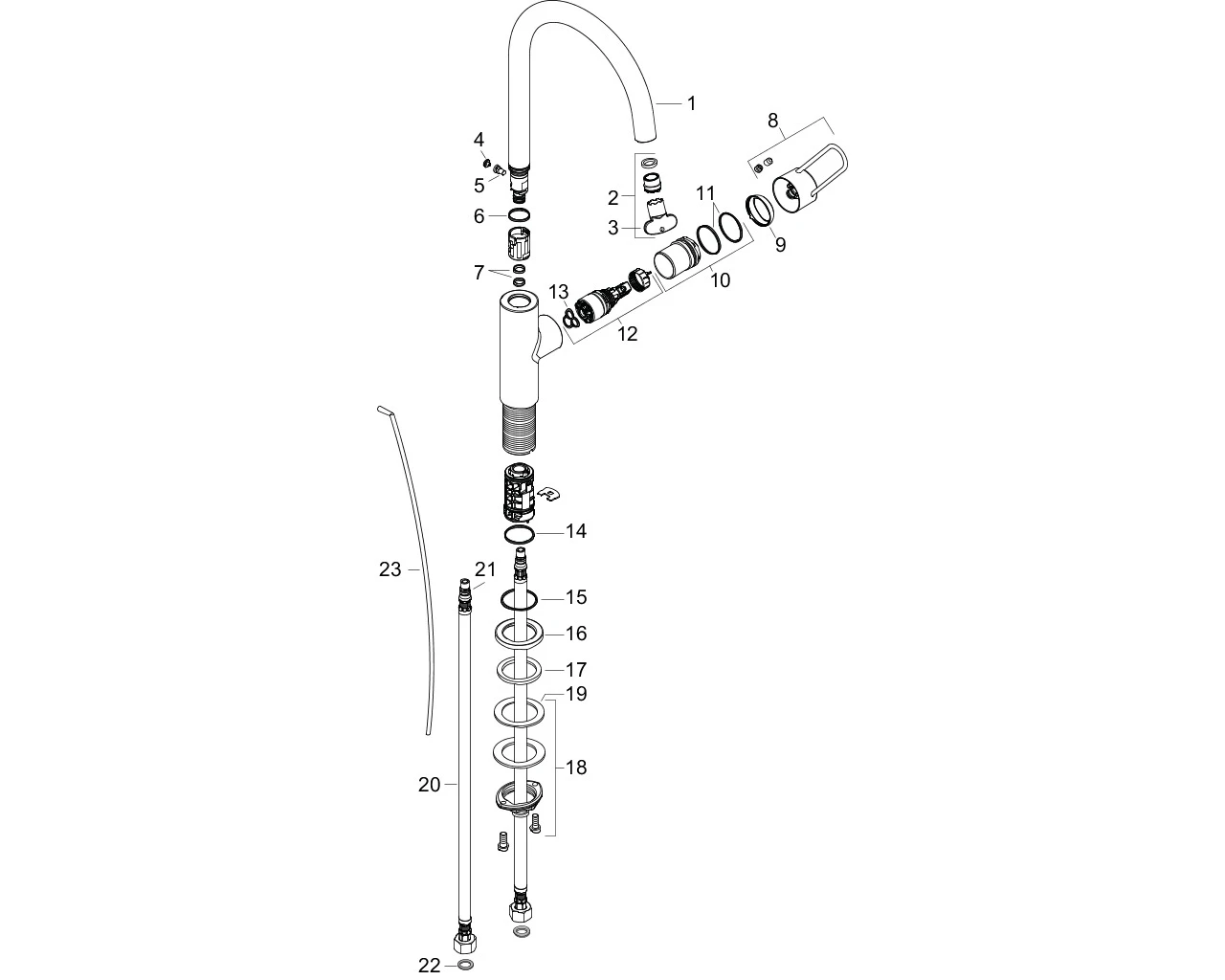 Waschtischmischer 240 Axor Uno Schwenkauslauf Bügelgriff chrom