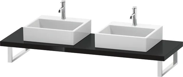 Duravit Konsole „L-Cube“ Ausschnitte: 2 / Becken: links und rechts / Farbe: Schwarz Hochglanz / Höhe: 4,5 cm / Oberfläche: Lack / Tiefe: 55 cm Duravit Konsole „L-Cube“ Ausschnitte: 2 / Becken: links und rechts / Farbe: Schwarz Hochglanz / Höhe: 4,5 cm / Oberfläche: Lack / Tiefe: 55 cm