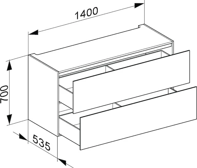 Edition 11 Modul Unterbauschrank 2 Auszüge und Beleuchtung 1400 x 700 x 535 mm trüffel/trüffel