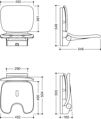 Klappsitz „Serie 802 LifeSystem“ in Anthrazit glänzend / Anthrazit matt Klappsitz „Serie 802 LifeSystem“ in Anthrazit glänzend / Anthrazit matt