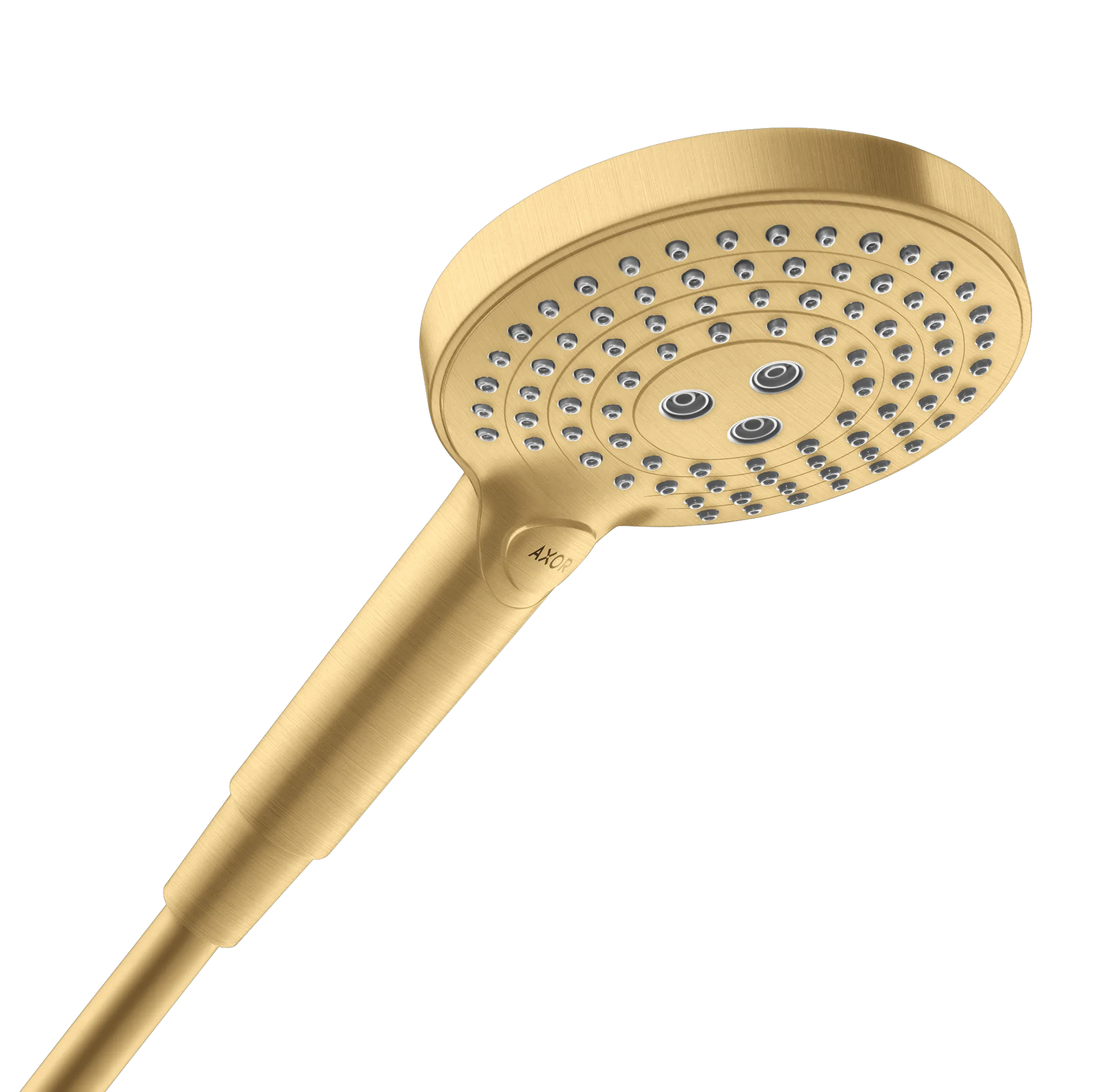 Hansgrohe AXOR ShowerSolutions Handbrause 120 3jet Brushed Gold Optic, 125 mm Brausekopfgröße, Rain/RainAir/WhirlAir Strahlarten, Select-Taste, QuickClean, max. Durchfluss 13,4 l/min bei 3 bar, Anschluss G 1/2 Hansgrohe AXOR ShowerSolutions Handbrause 120 3jet Brushed Gold Optic, 125 mm Brausekopfgröße, Rain/RainAir/WhirlAir Strahlarten, Select-Taste, QuickClean, max. Durchfluss 13,4 l/min bei 3 bar, Anschluss G 1/2