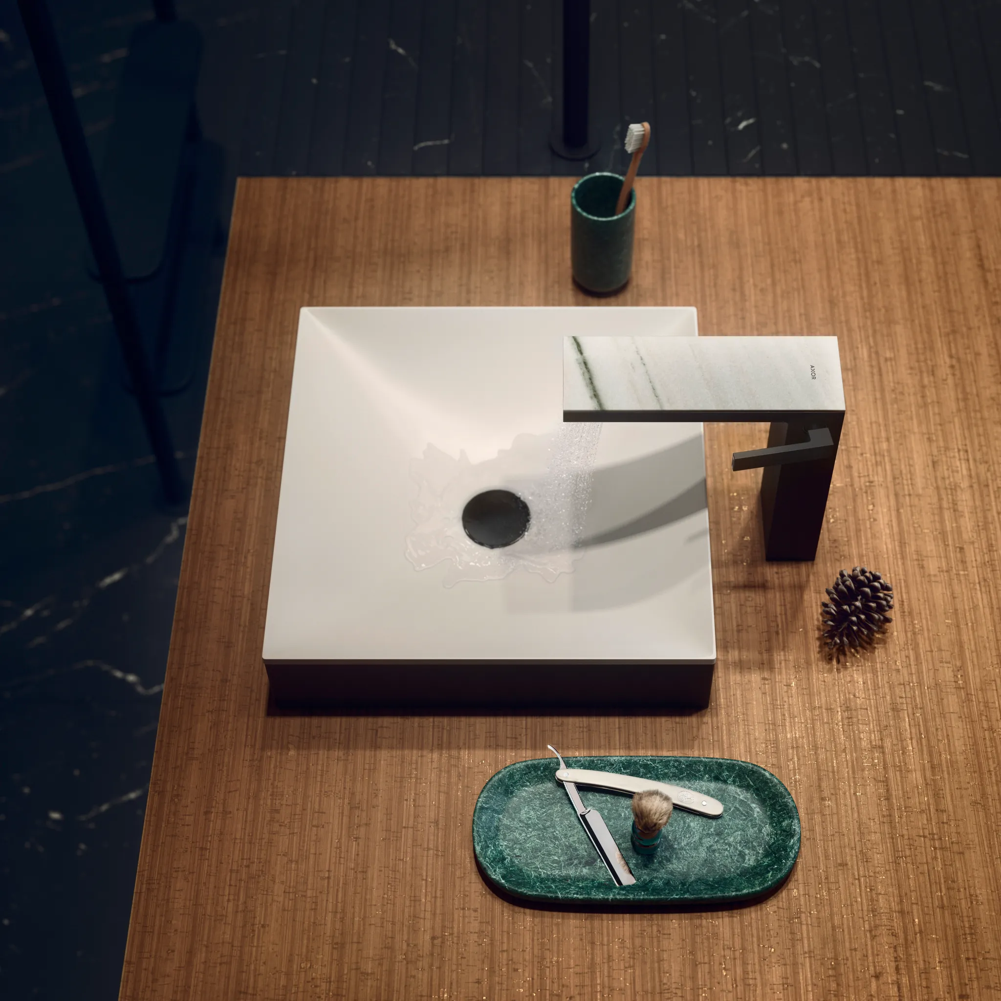 Hansgrohe AXOR MyEdition Mischer mit Platte 245 Marmor Lasa Covelano Vena Oro Hansgrohe AXOR MyEdition Mischer mit Platte 245 Marmor Lasa Covelano Vena Oro