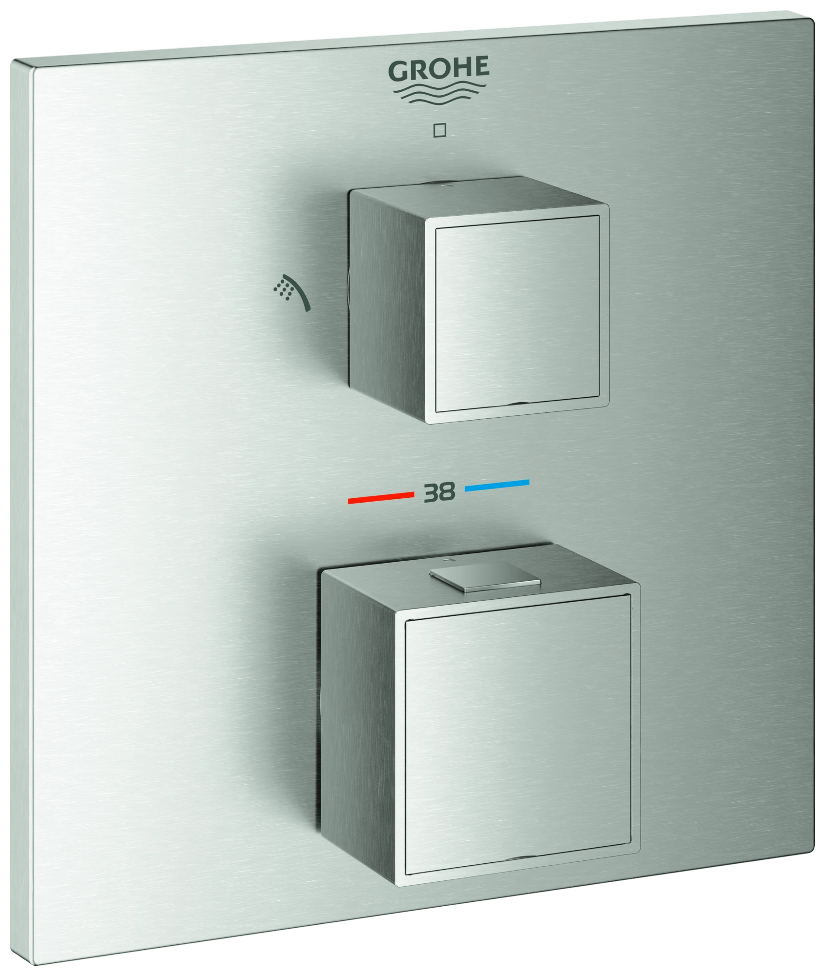 Thermostat-Brausebatterie Grohtherm Cube 24154, mit integrierter 2-Wege-Umstellung, Fertigmontageset für Rapido SmartBox, chrom