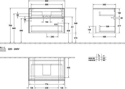 Villeroy & Boch Waschtischunterschrank „Collaro“ für Schrankwaschtisch 80 × 54,8 × 50 cm