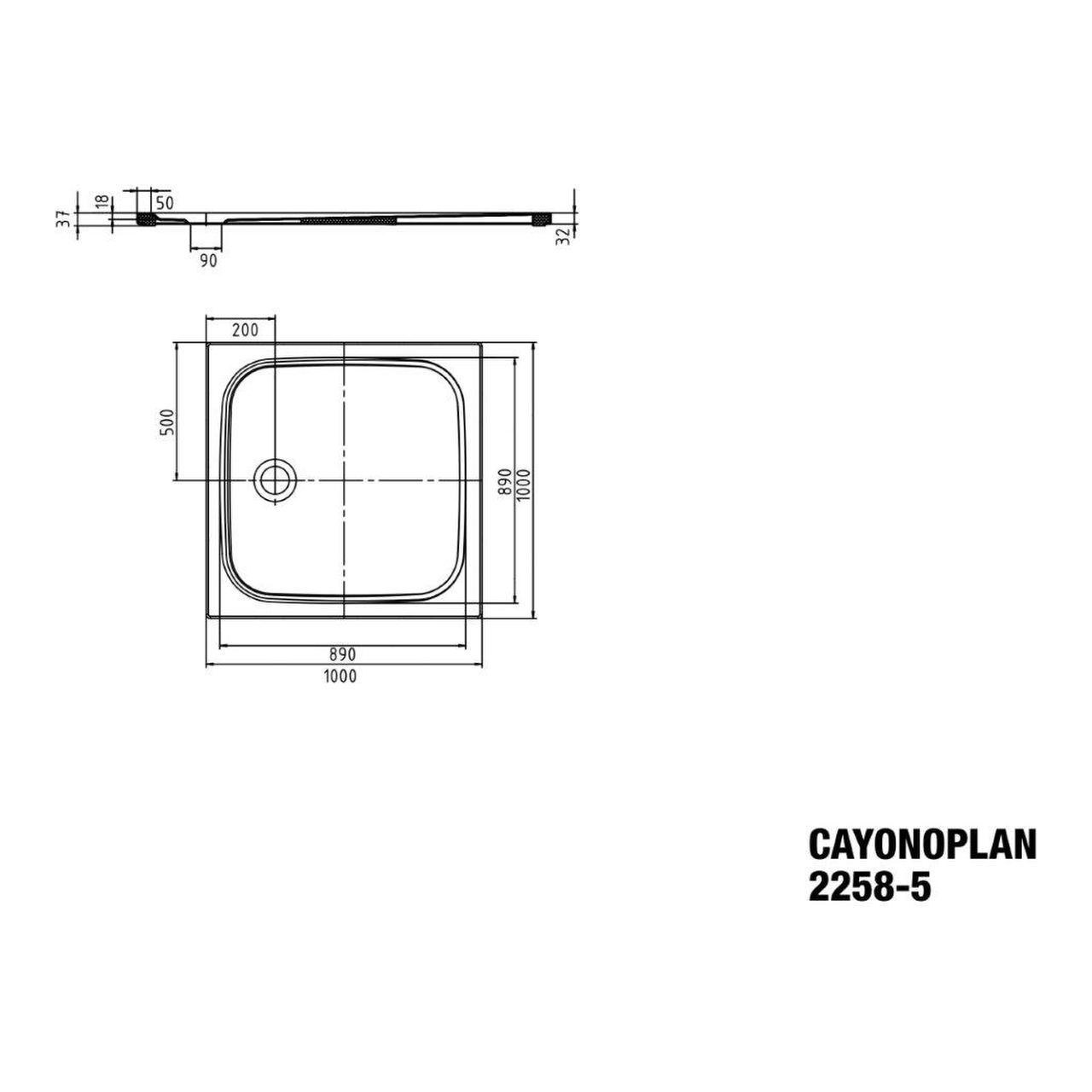 Kaldewei quadrat Duschwanne „Cayonoplan“ 100 × 100 cm in cool grey 90
