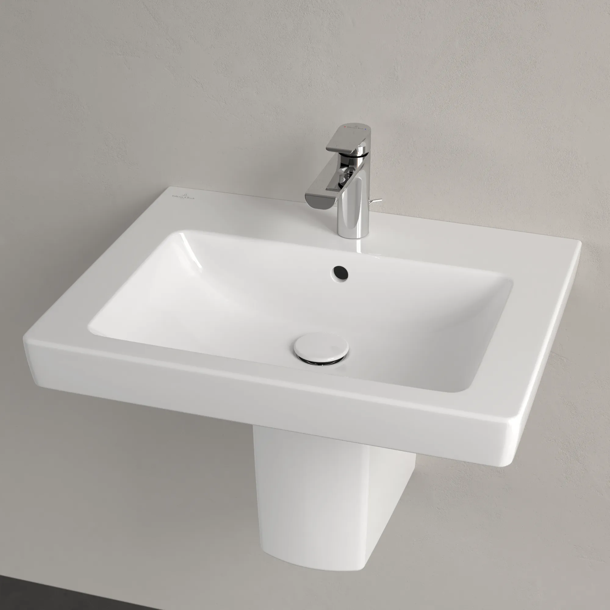 Villeroy & Boch Subway 2.0 Wandwaschbecken, 600x470x155 mm, weiß Alpin CeramicPlus, mit Überlauf, für 3-Loch-Armatur