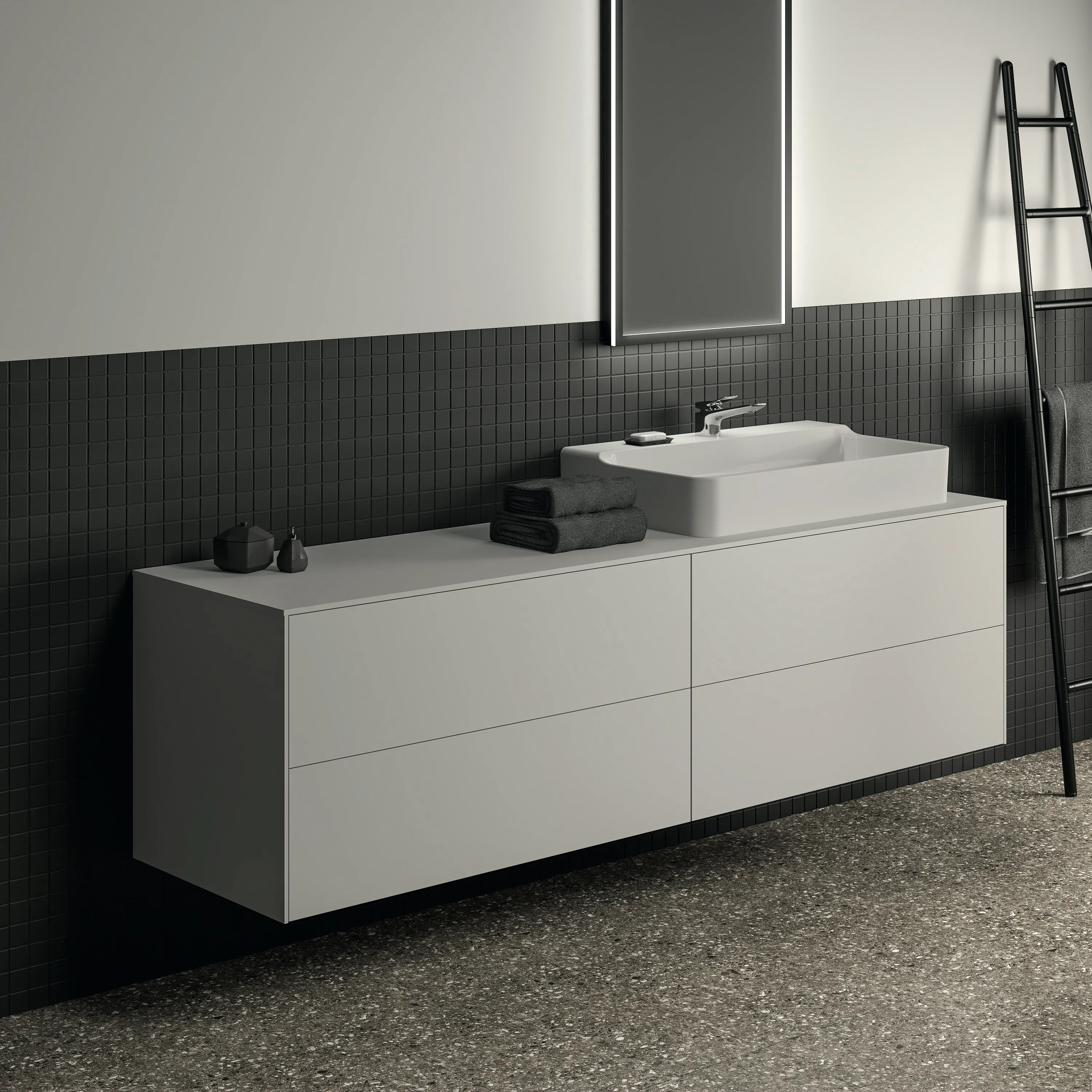 Ideal Standard Waschtischunterschrank „Conca“ 198,7 × 55 × 50,5 cm Weiß matt lackiert