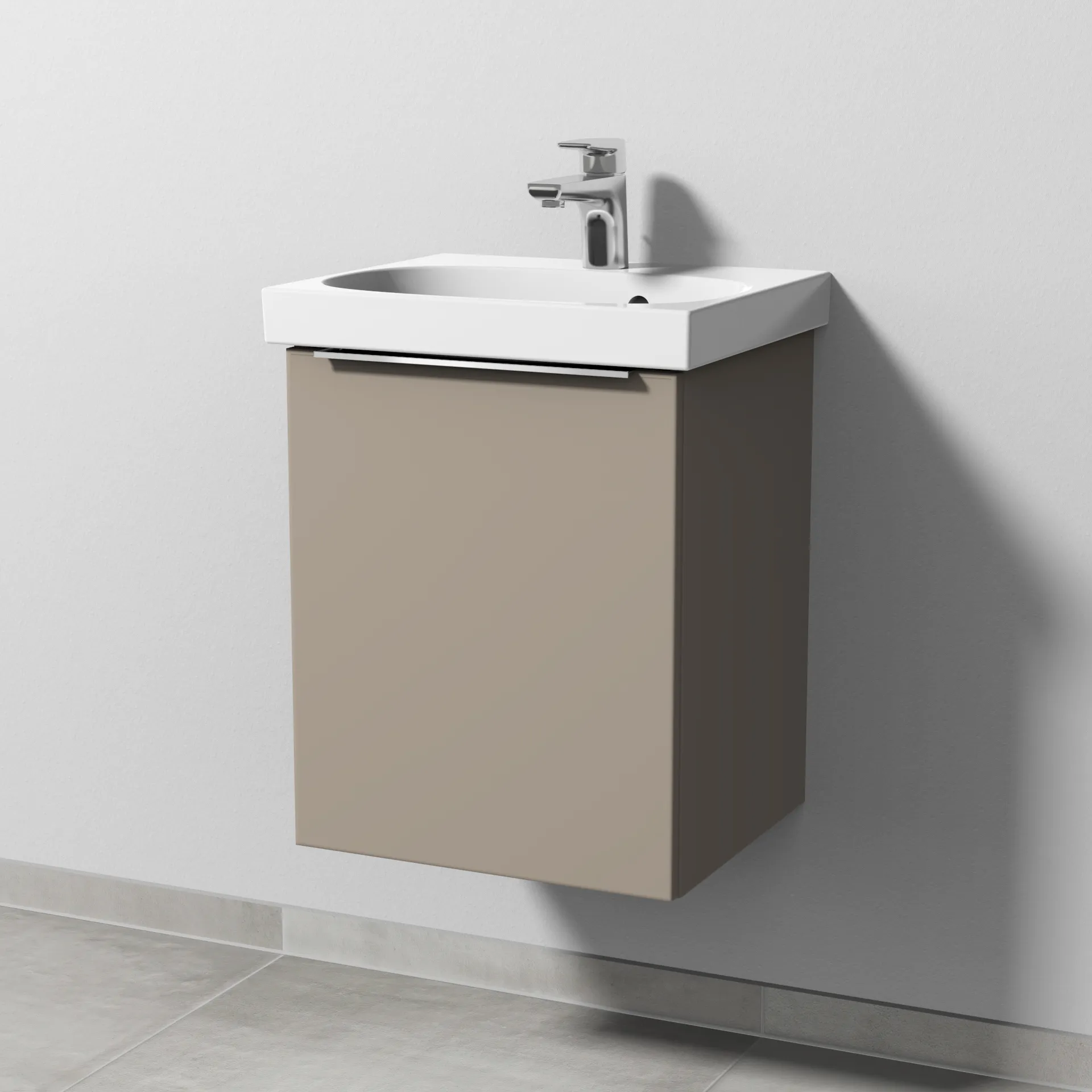 Sanipa Waschtischunterschrank „3way“ passend zu Keramik-Waschtische Acanto von Geberit 415 × 517 × 367 mm in Sandgrau (matt), Anschlag links