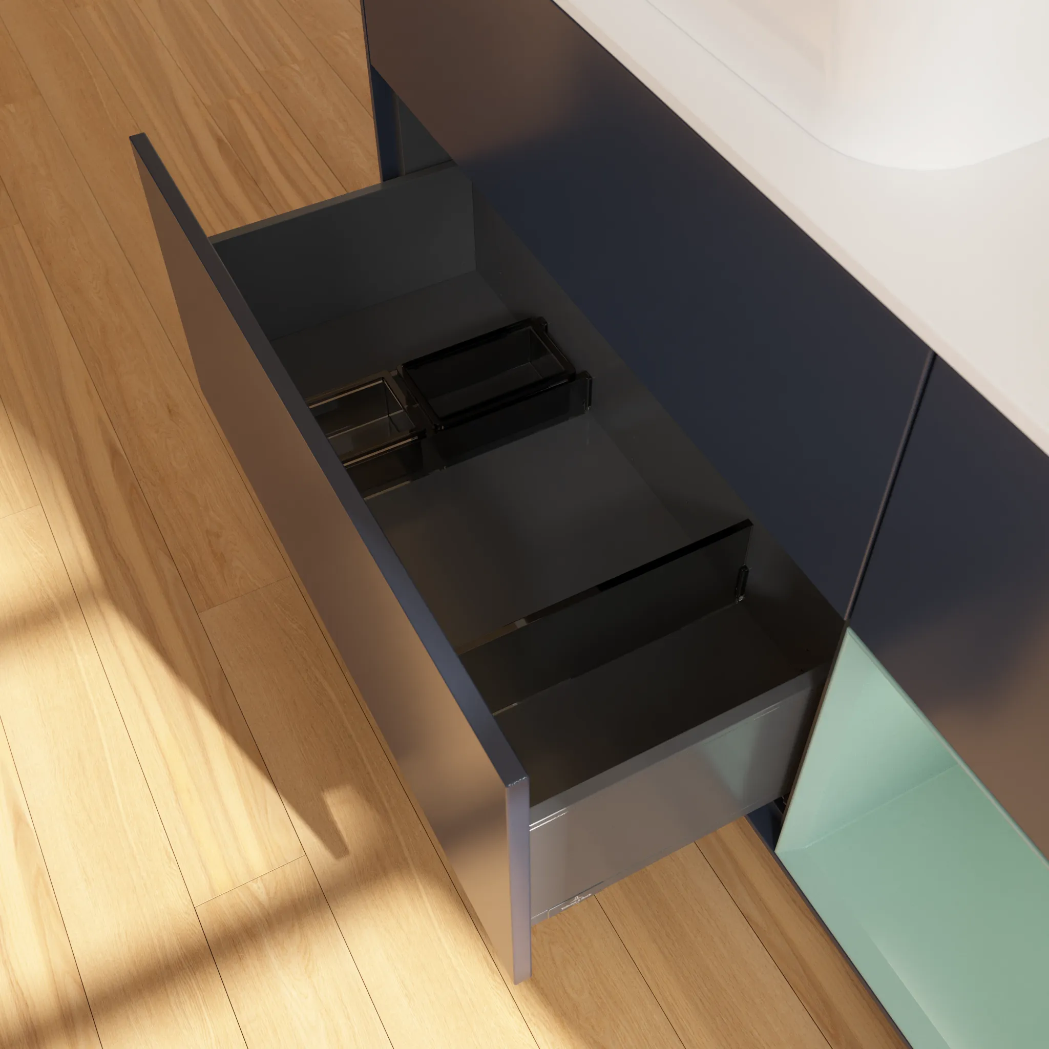 Villeroy & Boch Waschtischunterschrank „Finion“ für Schrankwaschtisch 1200 × 603 × 501 mm Midnight Blue Matt Lacquer, für Becken links Villeroy & Boch Waschtischunterschrank „Finion“ für Schrankwaschtisch 1200 × 603 × 501 mm Midnight Blue Matt Lacquer, für Becken links
