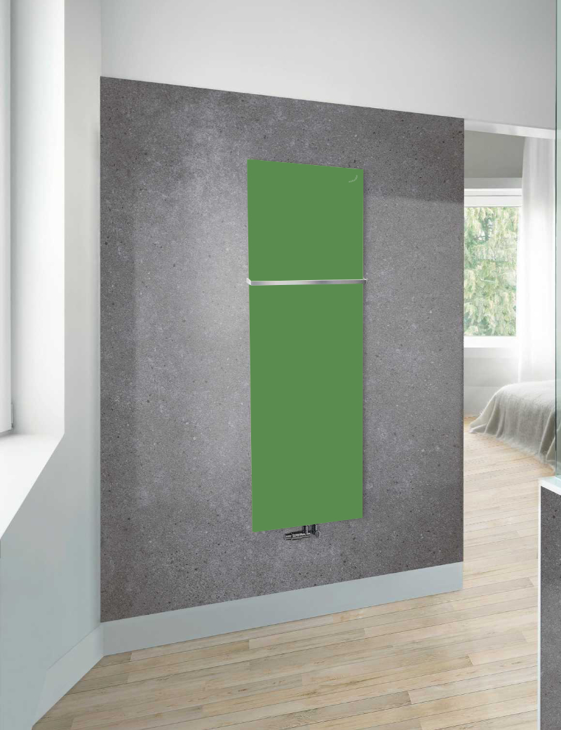 Zehnder Design-Heizkörper „Fina Lean Bar“ für Warmwasser-Zentralheizung mit 50 mm-Mittelanschluss 70 × 150 cm in Champagne