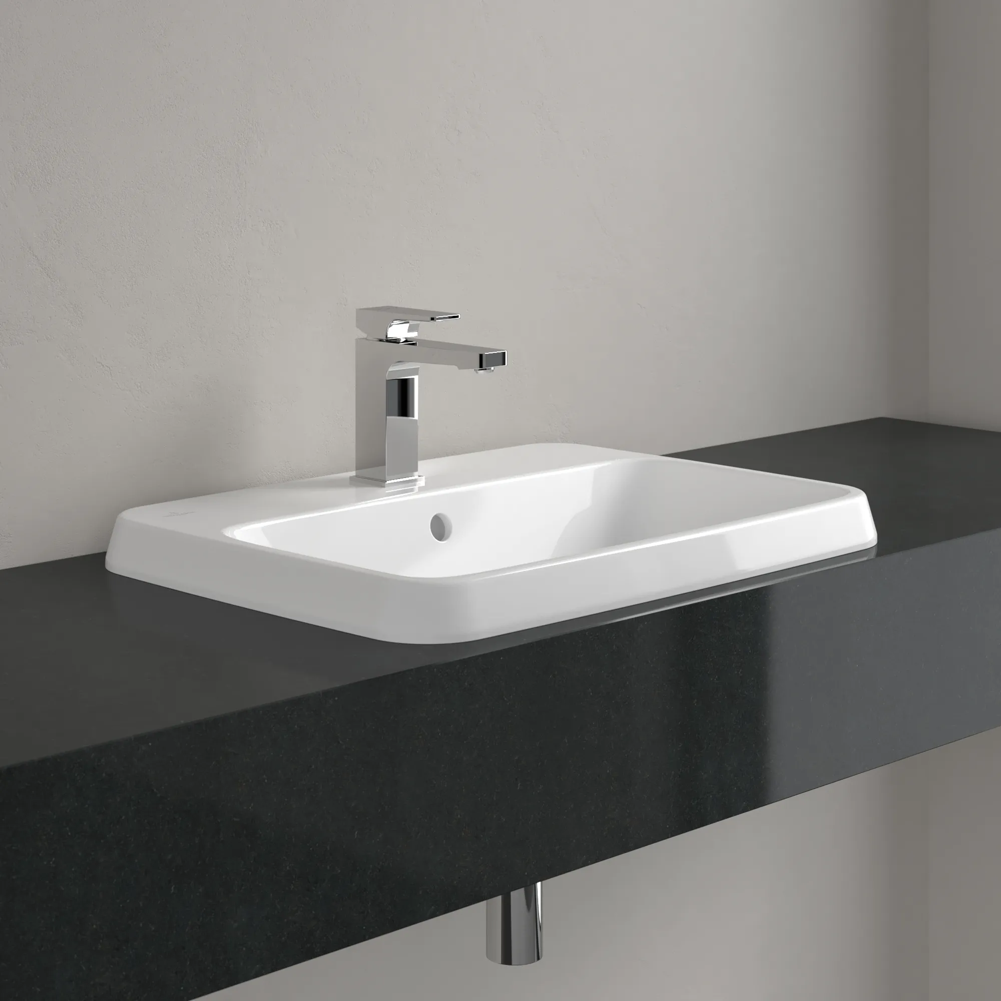 Villeroy & Boch Einbauwaschtisch „Architectura“ mit 1×1 Hahnlochbohrung, 600 × 450 × 170 mm, mit Hahnlochbohrung, Hahnlochposition mittig in Weiß Alpin Villeroy & Boch Einbauwaschtisch „Architectura“ mit 1×1 Hahnlochbohrung, 600 × 450 × 170 mm, mit Hahnlochbohrung, Hahnlochposition mittig in Weiß Alpin
