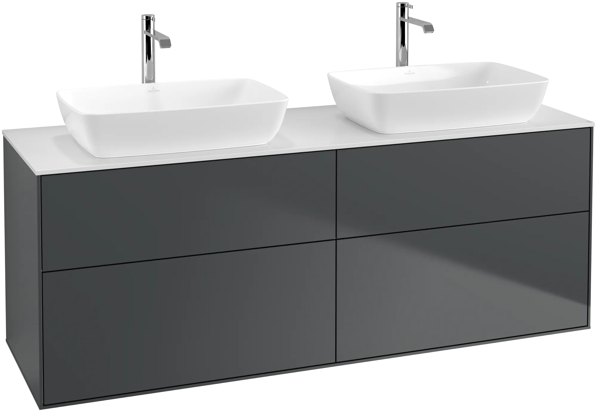 Villeroy & Boch Finion F84 Waschbeckenunterschrank, Midnight Blue Matt Lacquer / Glass White Matt