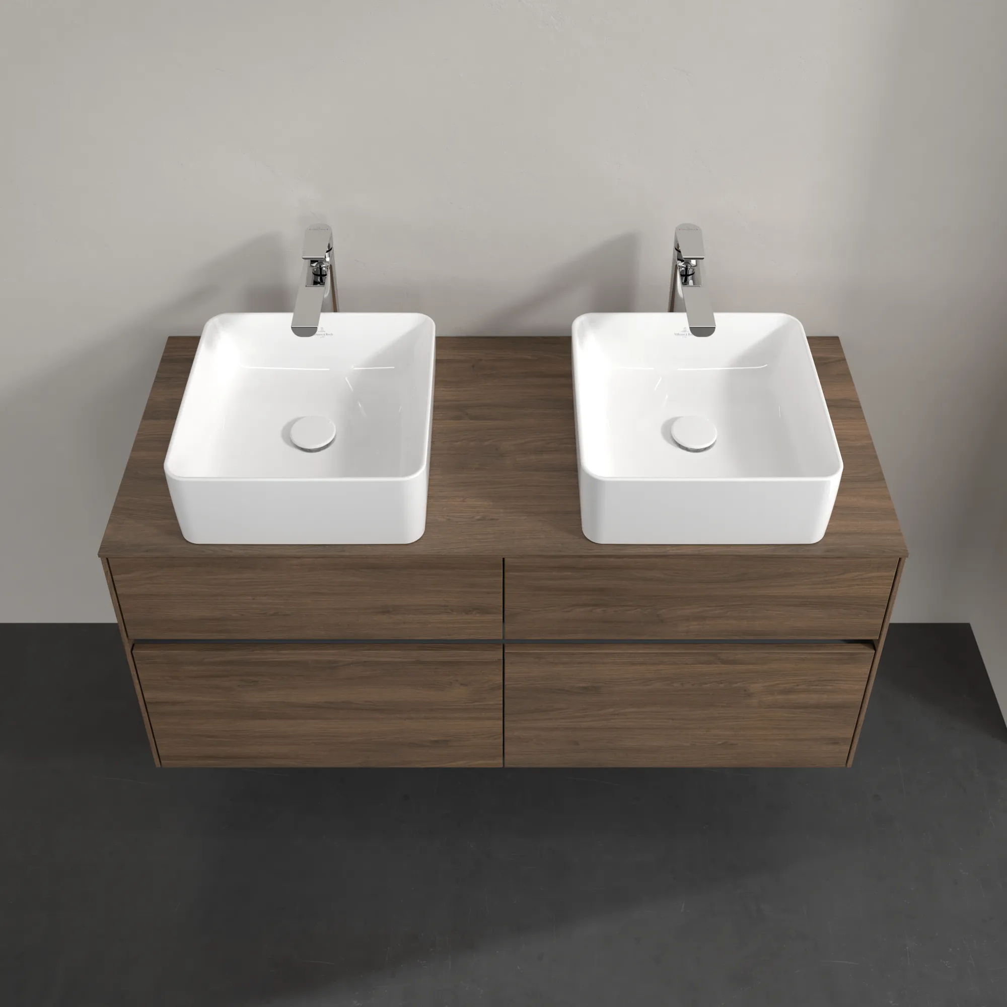 Villeroy & Boch Waschtischunterschrank „Collaro“ 1200 × 548 × 500 mm Arizona Oak, mit Beleuchtung, für links und rechts