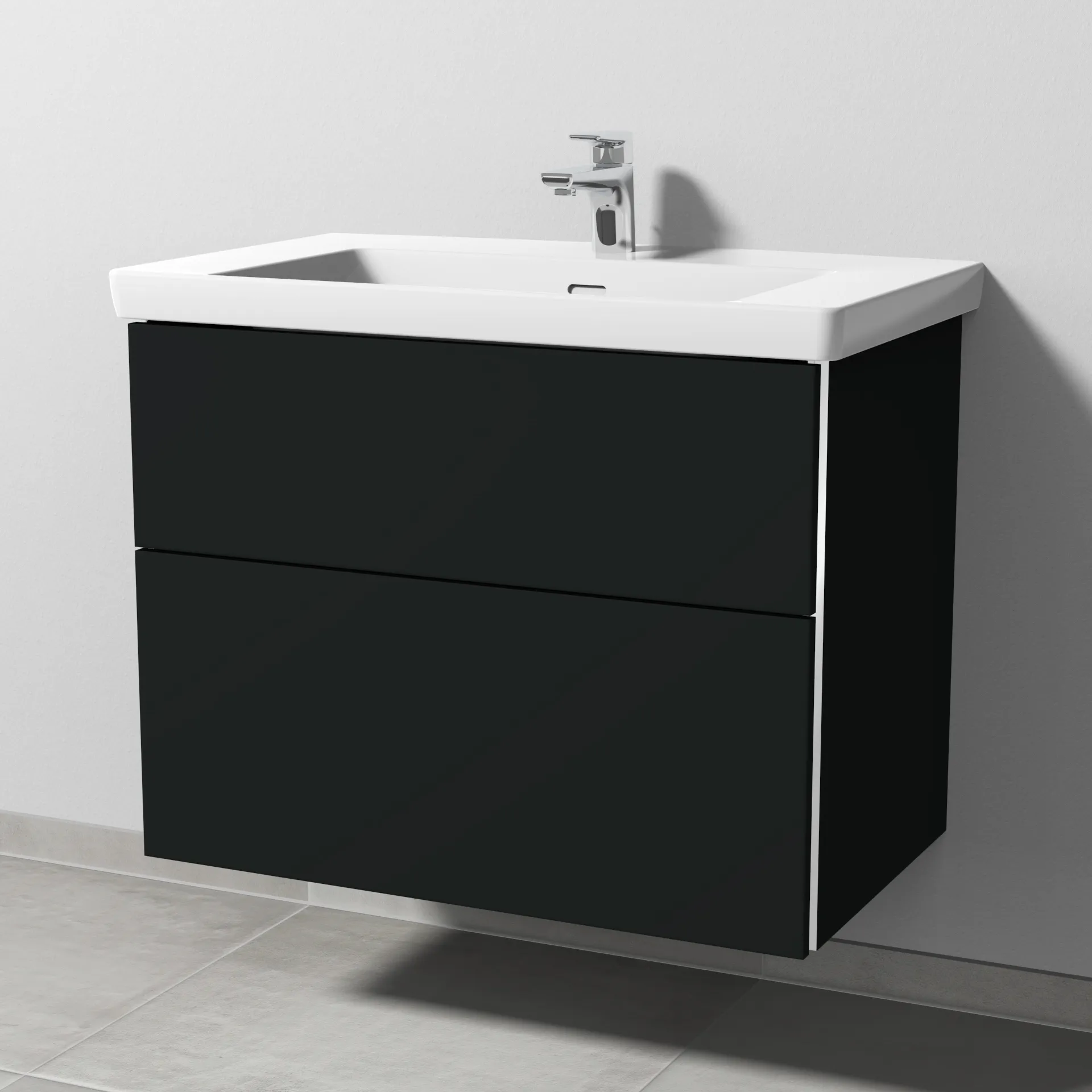 Sanipa Waschtischunterschrank „3way“ 755 × 588 × 462 mm in Vulkan (matt), Becken mittig Sanipa Waschtischunterschrank „3way“ 755 × 588 × 462 mm in Vulkan (matt), Becken mittig