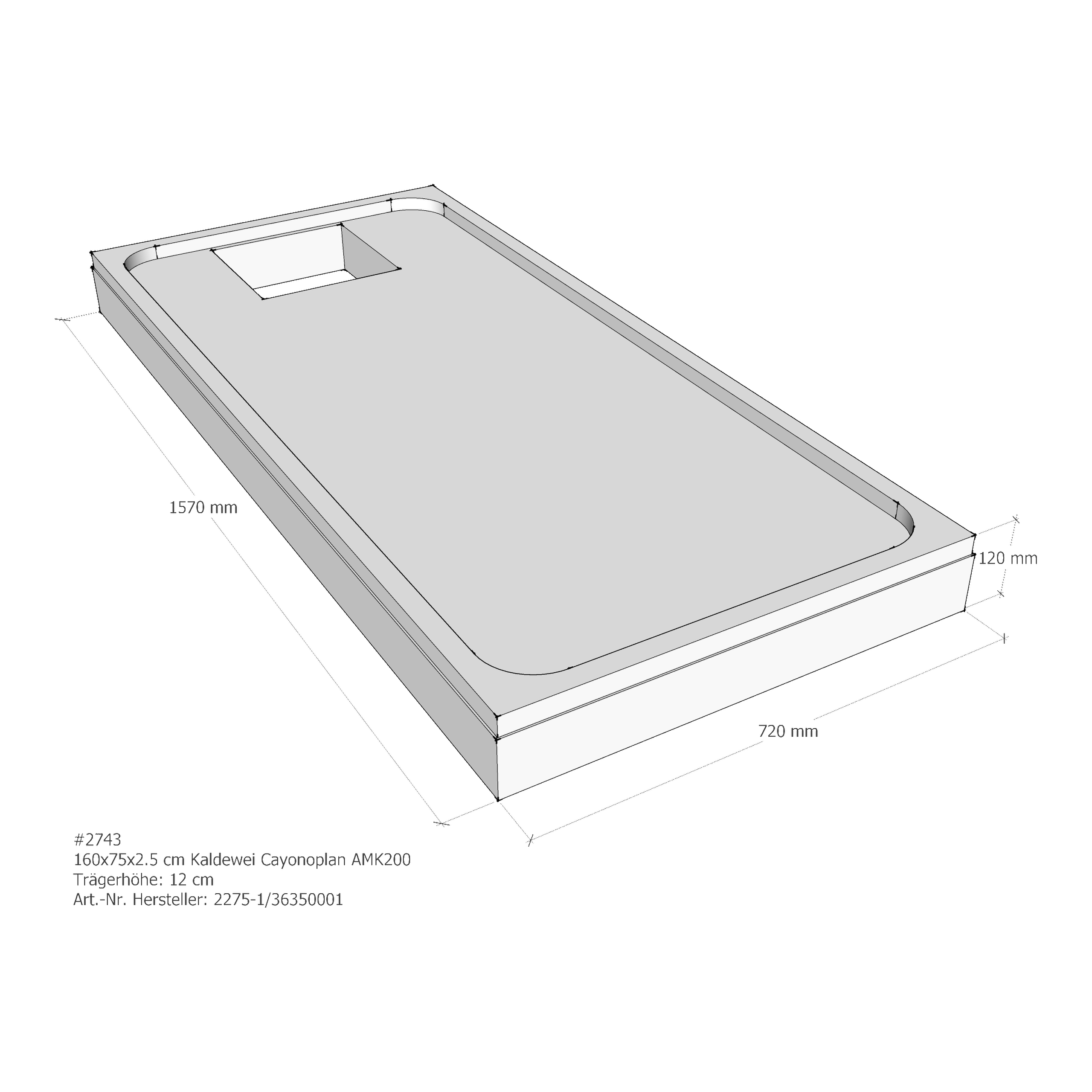 Duschwannenträger für Kaldewei Cayonoplan 160 × 75 × 2,5 cm Breite: 75 cm / Länge: 160 cm Duschwannenträger für Kaldewei Cayonoplan 160 × 75 × 2,5 cm Breite: 75 cm / Länge: 160 cm