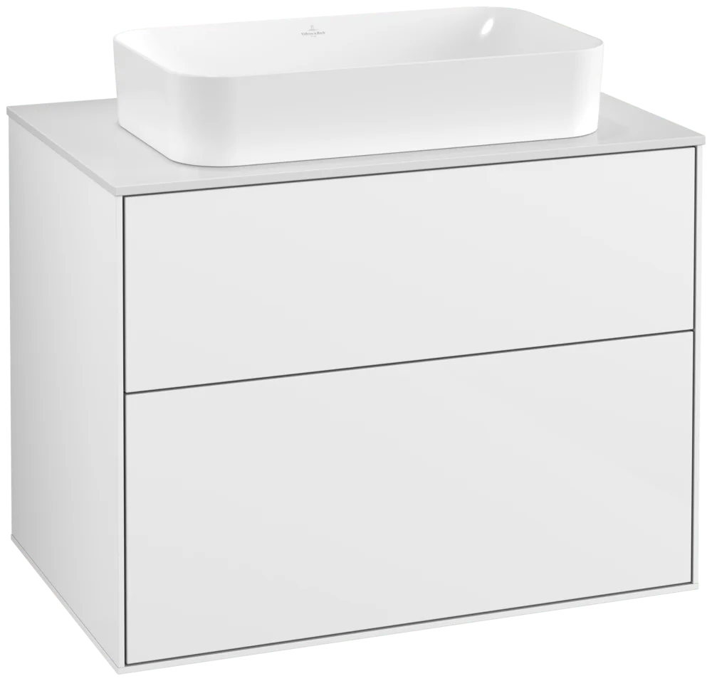 Villeroy & Boch Finion Waschbeckenunterschrank F22, 800x603x501mm, Eckig, Glossy White Lacquer / Glass White Matt