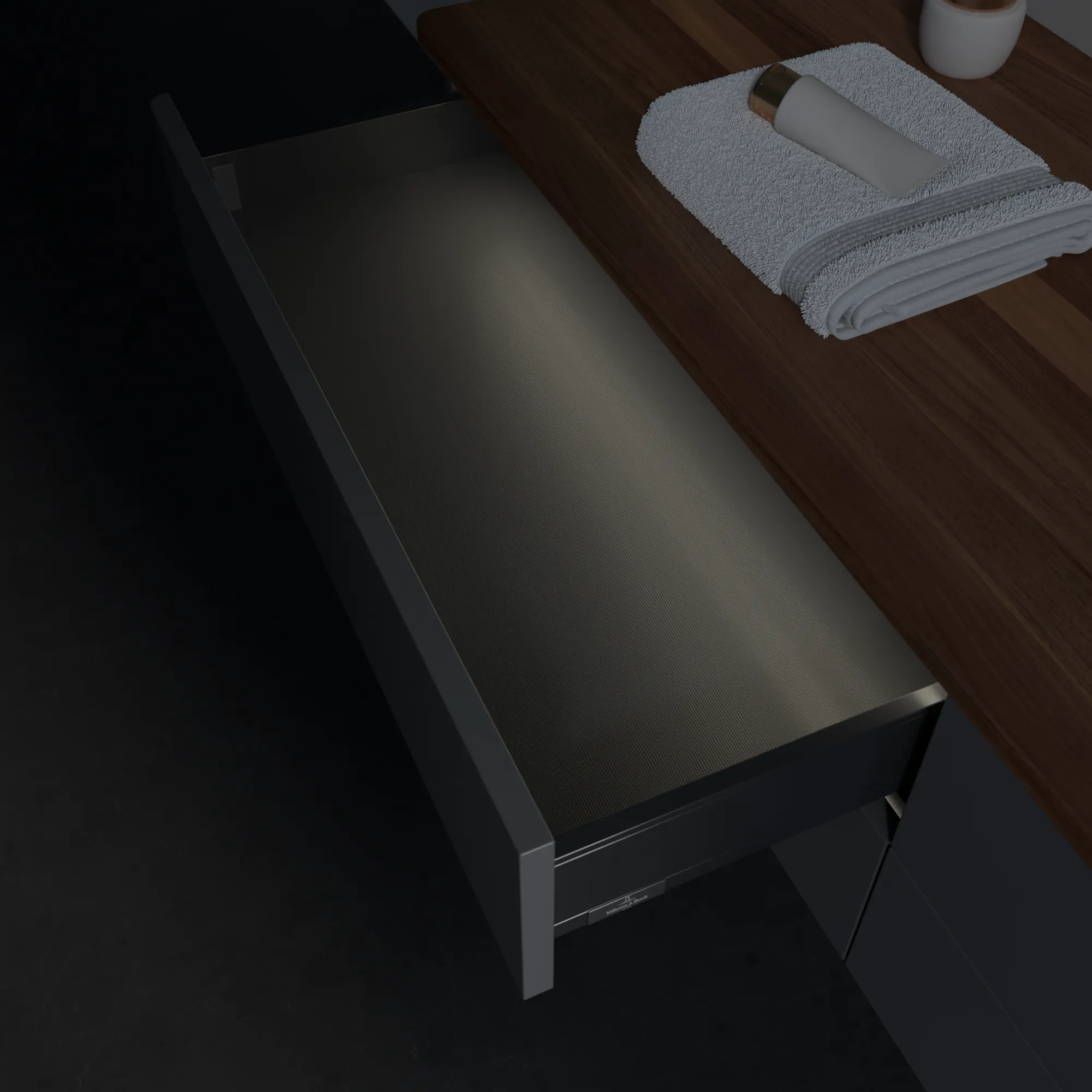 Villeroy & Boch Waschbeckenunterschrank Antao Anthracite Matt Lacquer 1600x360x500mm mit Beleuchtung und SoftClosing