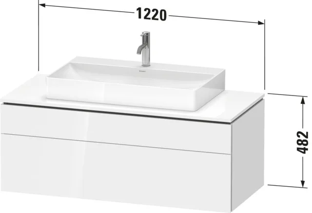 Duravit Waschtischunterschrank wandhängend „L-Cube“ 122 × 48,2 × 55 cm Schwarz Hochglanz, mittig