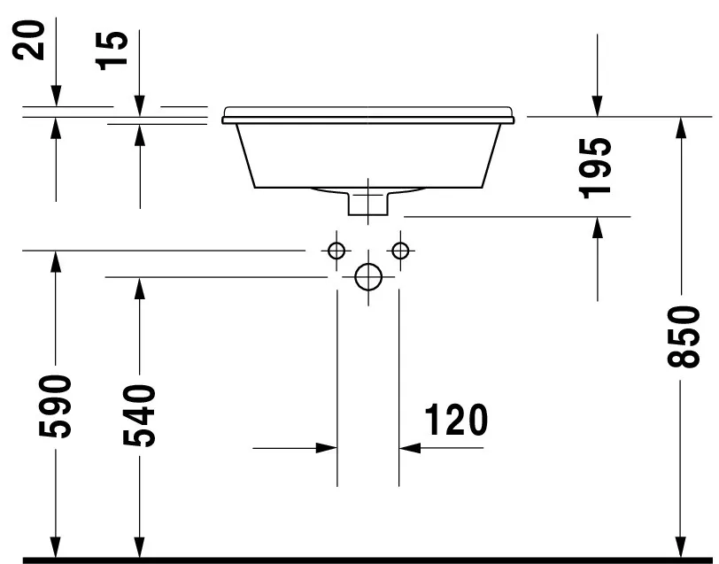 Einbauwaschtisch „Starck 3“, mit Überlauf, Hahnlochposition mittig Einbauwaschtisch „Starck 3“, mit Überlauf, Hahnlochposition mittig