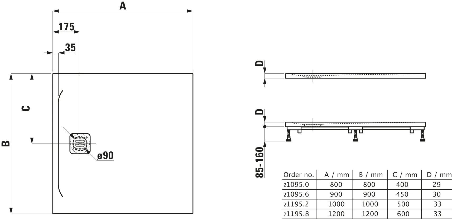 Laufen quadrat Duschwanne „Pro“ 800 × 800 mm ohne Oberflächenbeschichtung, ohne Oberflächenveredelung, in Betongrau Laufen quadrat Duschwanne „Pro“ 800 × 800 mm ohne Oberflächenbeschichtung, ohne Oberflächenveredelung, in Betongrau