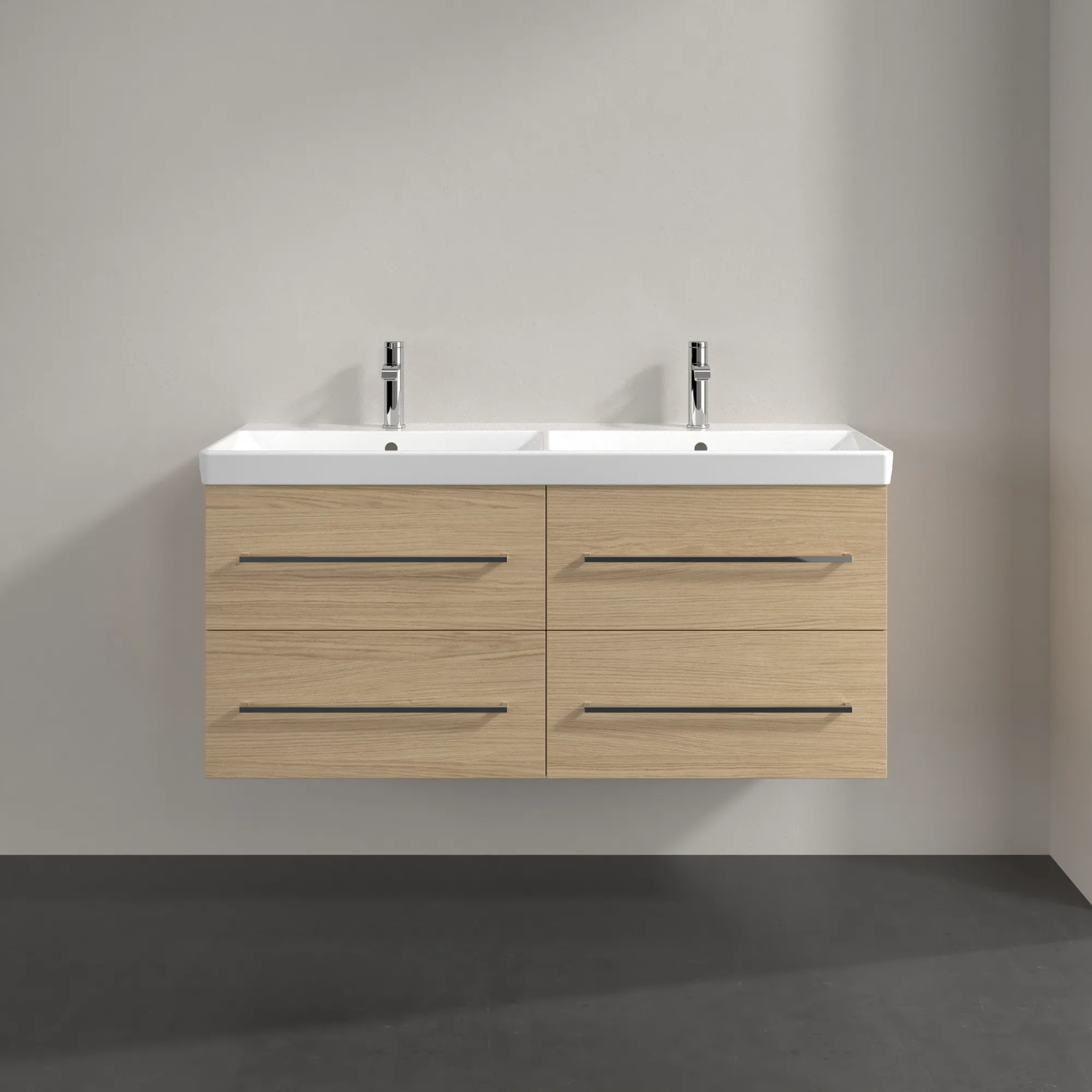 Villeroy & Boch Waschtischunterschrank „Avento“ für Schrank-Doppelwaschtisch 1180 × 514 × 452 mm Nordic Oak, Soft Closing