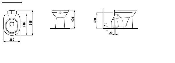 Laufen Stand-Tiefspül-WC „Pro“ 360 × 400 × 470 mm in Weiß, Abgang senkrecht Laufen Stand-Tiefspül-WC „Pro“ 360 × 400 × 470 mm in Weiß, Abgang senkrecht