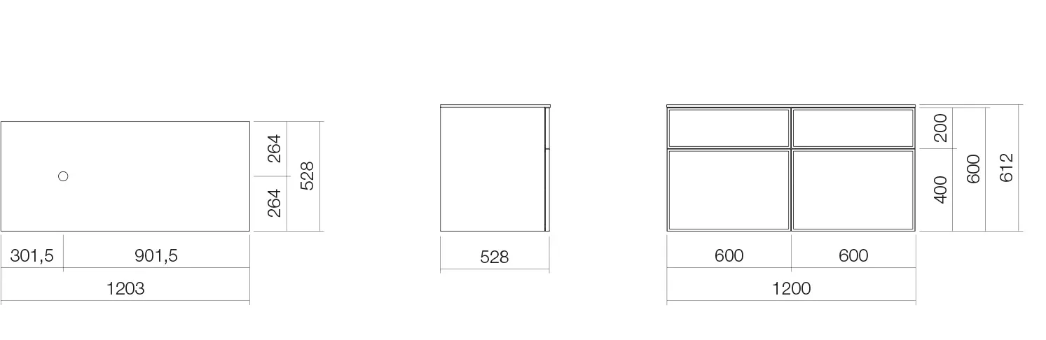 Alape Möbelmodul Arkta 1200x600 Snow/Eiche Alape Möbelmodul Arkta 1200x600 Snow/Eiche