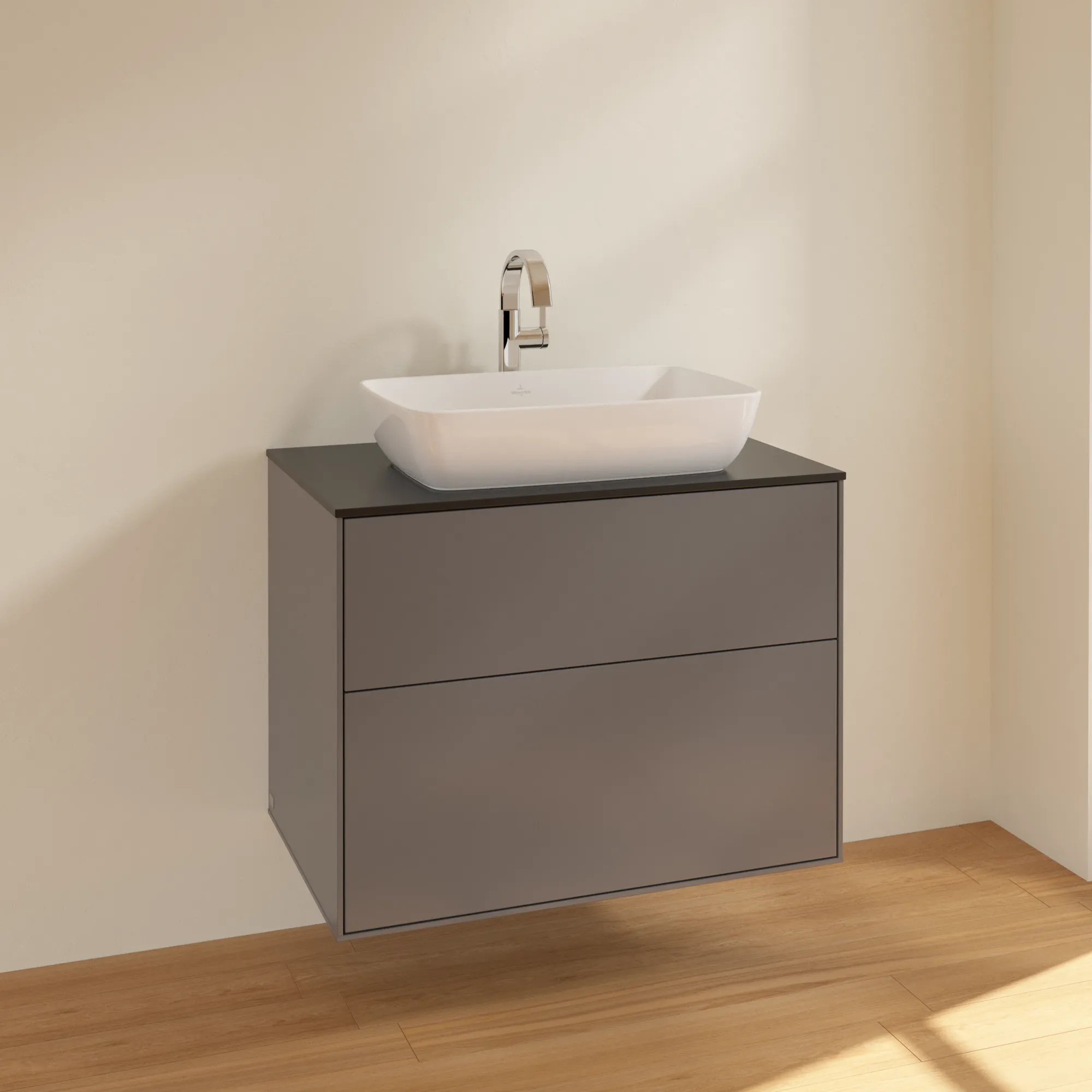 Villeroy & Boch Finion Waschbeckenunterschrank F75 800x603x501mm Anthracite Matt Lacquer / Glass Black Matt