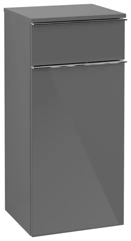 Villeroy & Boch Seitenschrank „Venticello“ Anschlag (Scharnier) rechts, 1 Tür und 1 Auszug 40,4 × 86,6 × 37,2 × 37,2 cm Glossy Grey, Anschlag rechts, 1 Tür