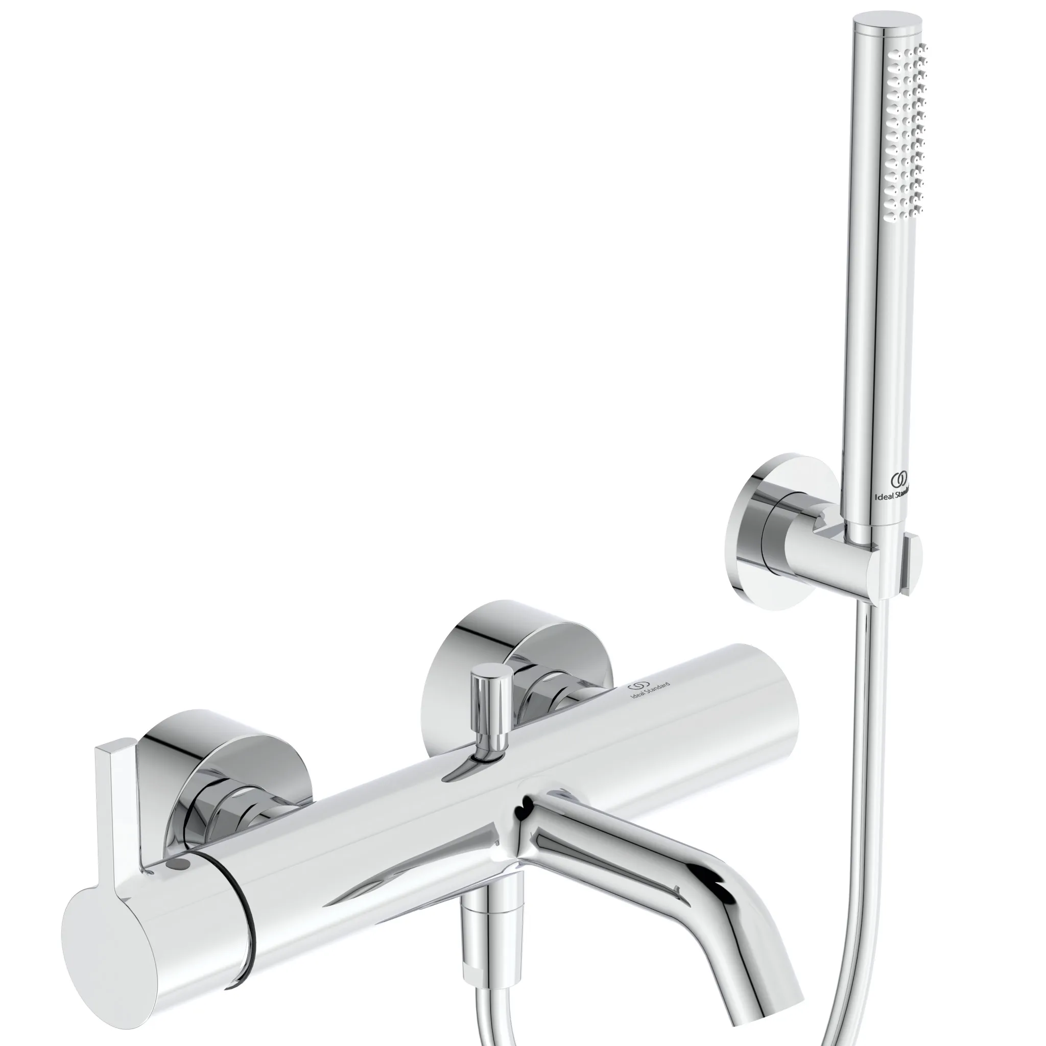 Badearmatur Aufputz Joy, mit Stab-Handbrause, Brauseschlauch und Wandhalter, Brushed Gold Badearmatur Aufputz Joy, mit Stab-Handbrause, Brauseschlauch und Wandhalter, Brushed Gold