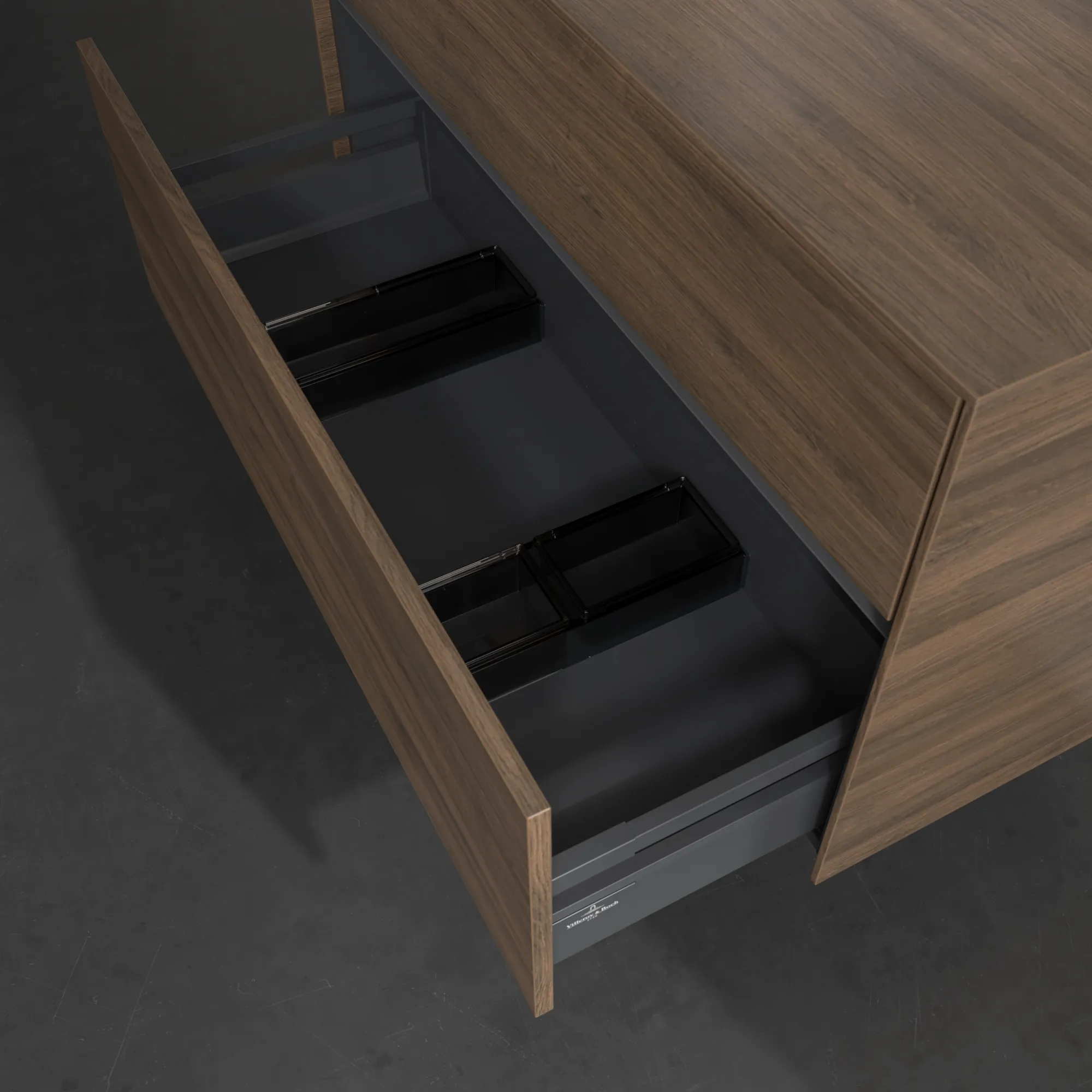 Villeroy & Boch Waschtischunterschrank „Collaro“ 1000 × 548 × 500 mm Arizona Oak, mit Beleuchtung, für Becken links