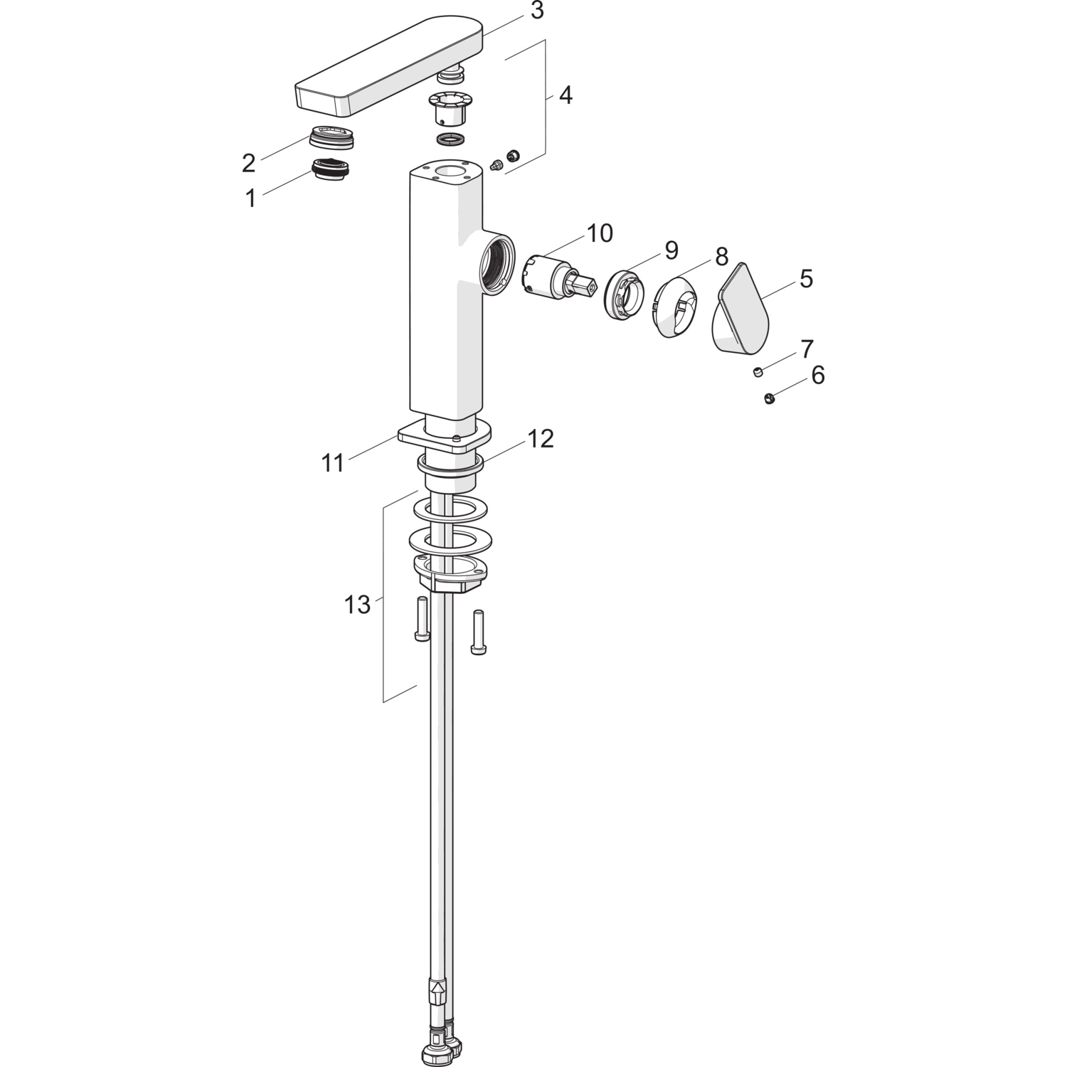 HA Einhebelmischer Waschtischbatterie HANSASTELA 5715 Ablaufgarnitur mit Zugstange Ausladung 175mm Chrom