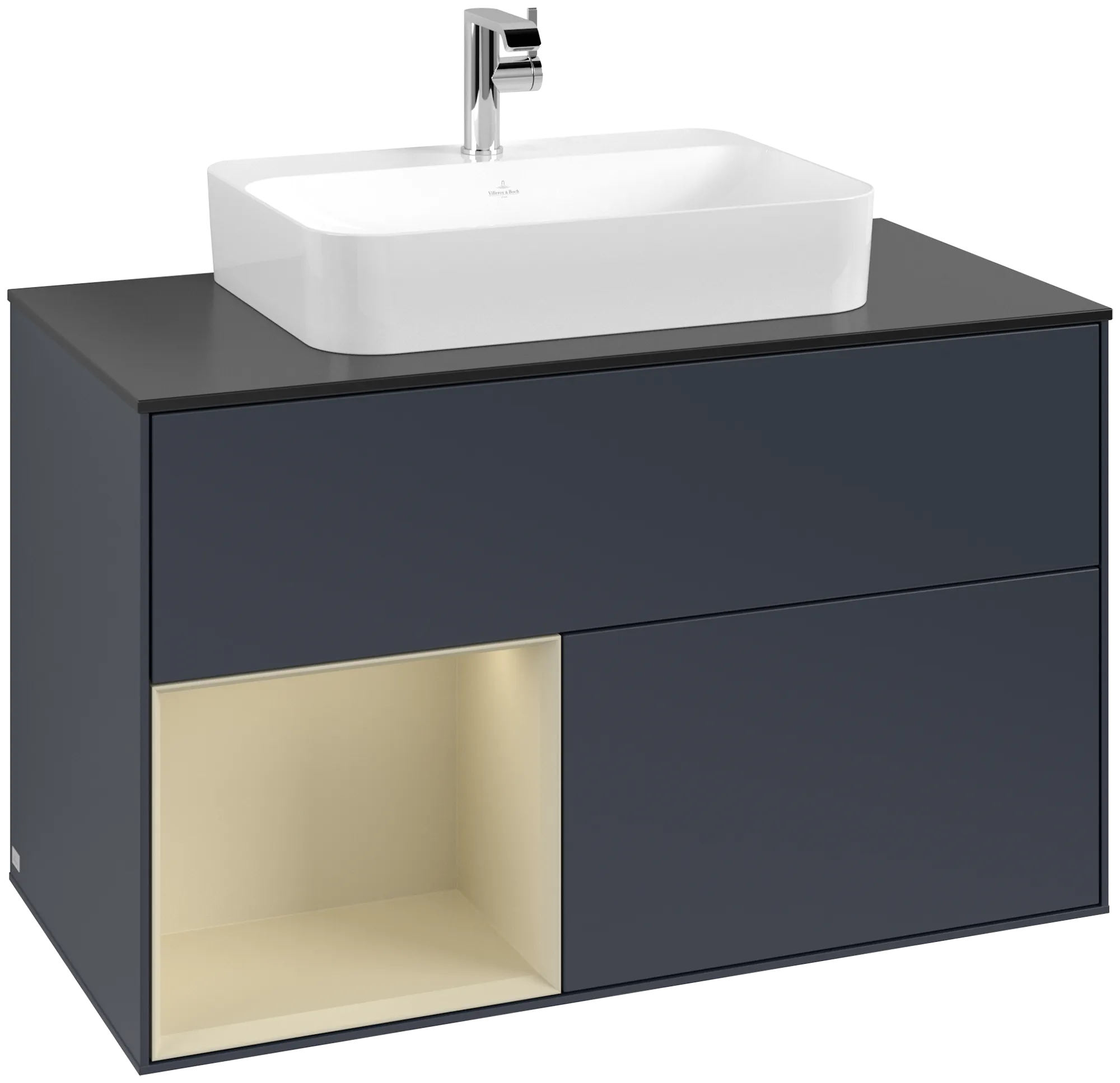 Villeroy & Boch Waschtischunterschrank „Finion“ für Schrankwaschtisch 1000 × 603 × 501 mm Midnight Blue Matt Lacquer, für Becken mittig