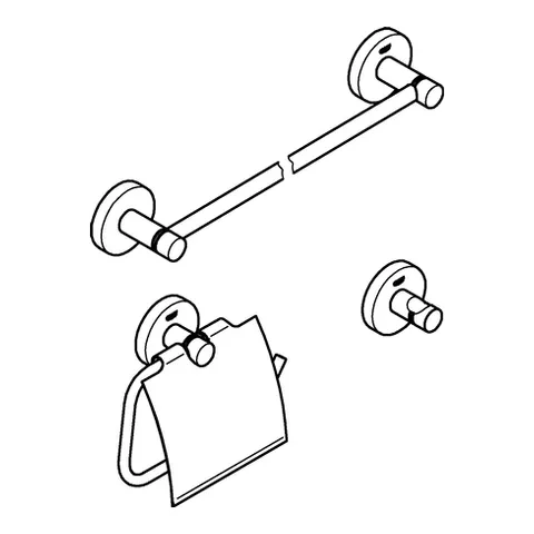 3-in-1 Bad-Set Essentials 40775_1, mit Badetuchhalter 600 mm, Bademantelhaken, WC-Papierhalter, mit Deckel