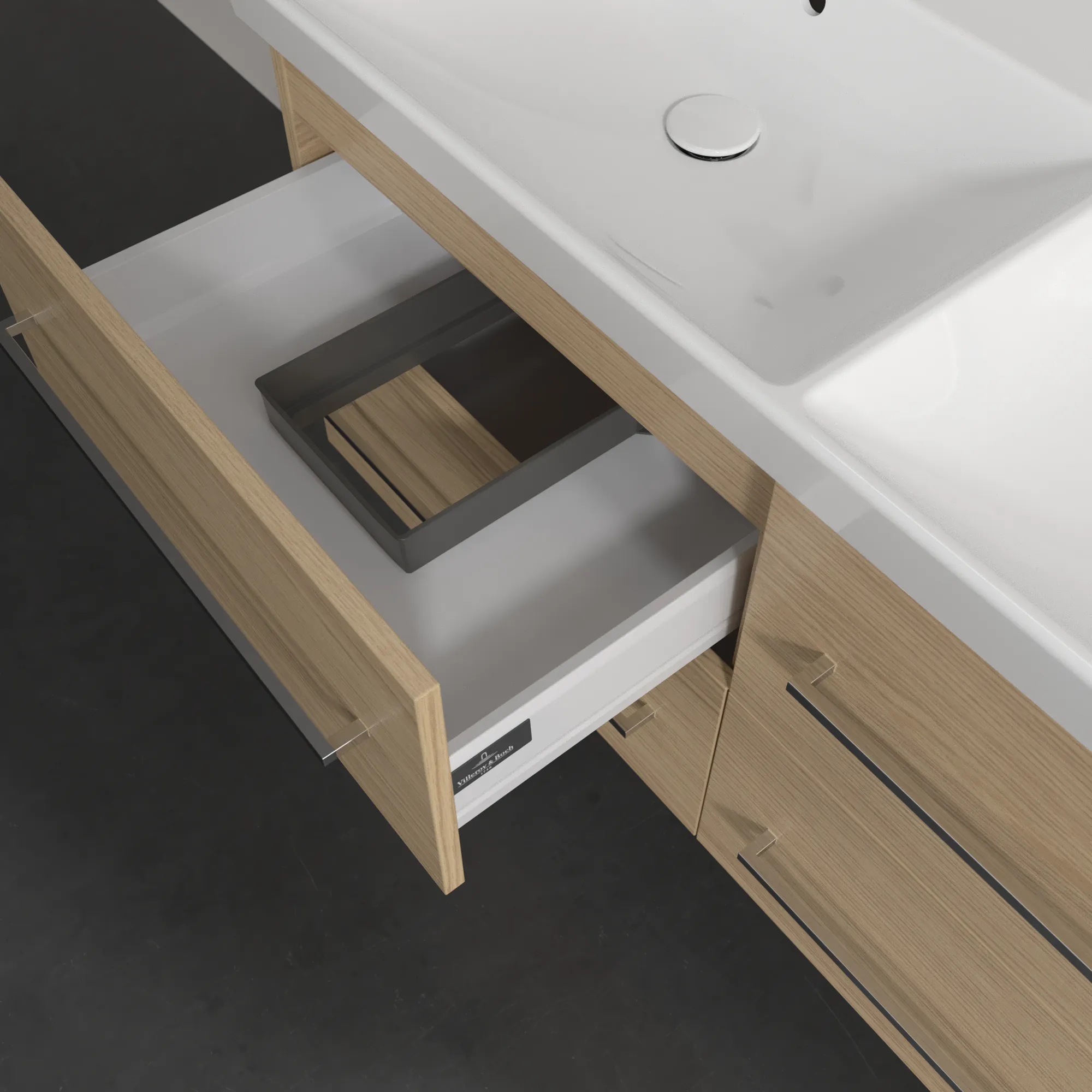 Villeroy & Boch Waschtischunterschrank „Avento“ für Schrank-Doppelwaschtisch 1180 × 514 × 452 mm Nordic Oak, Soft Closing