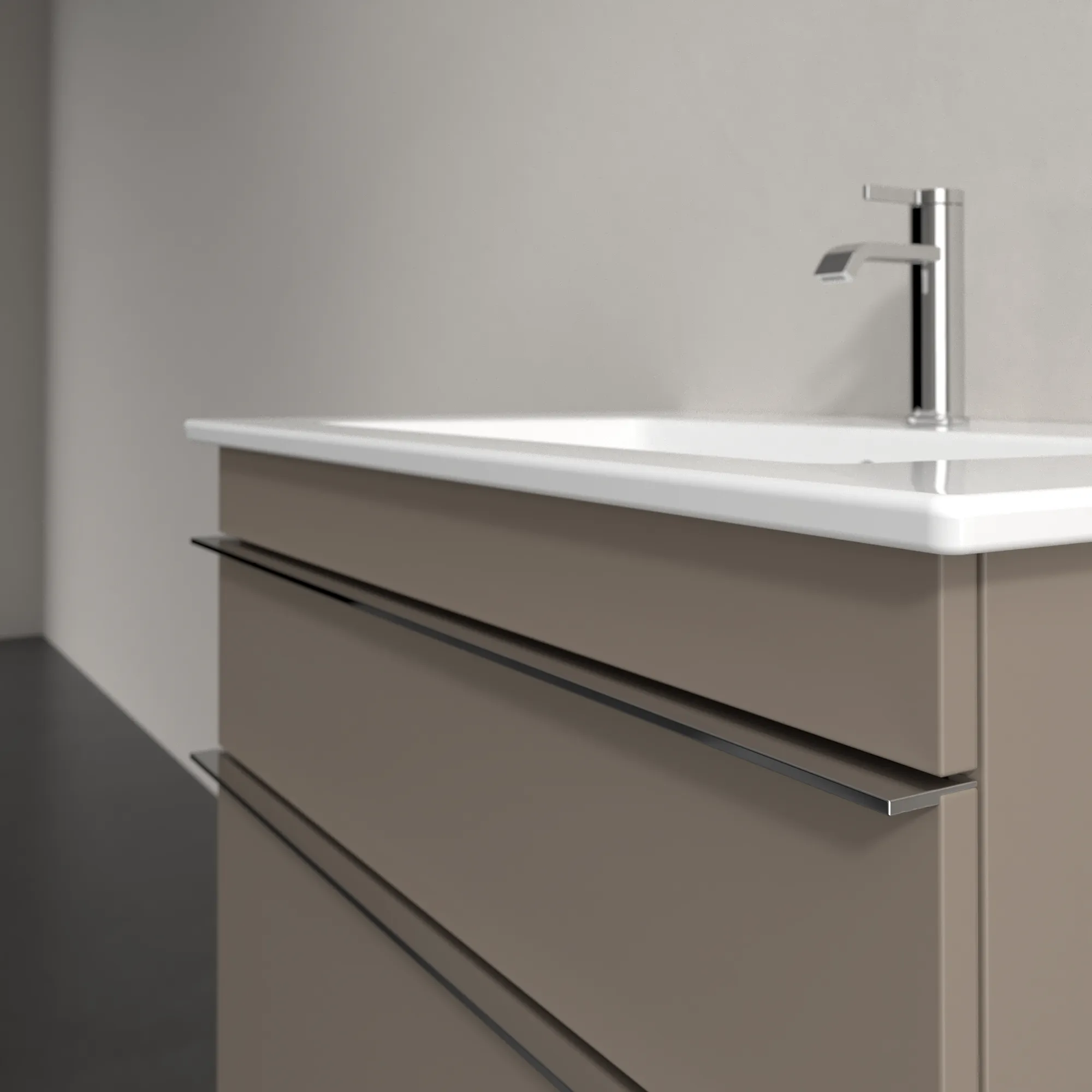 Villeroy & Boch Venticello Waschbeckenunterschrank A92501, 753 x 590 x 502 mm, Eckig, Wandhängend, Taupe Villeroy & Boch Venticello Waschbeckenunterschrank A92501, 753 x 590 x 502 mm, Eckig, Wandhängend, Taupe