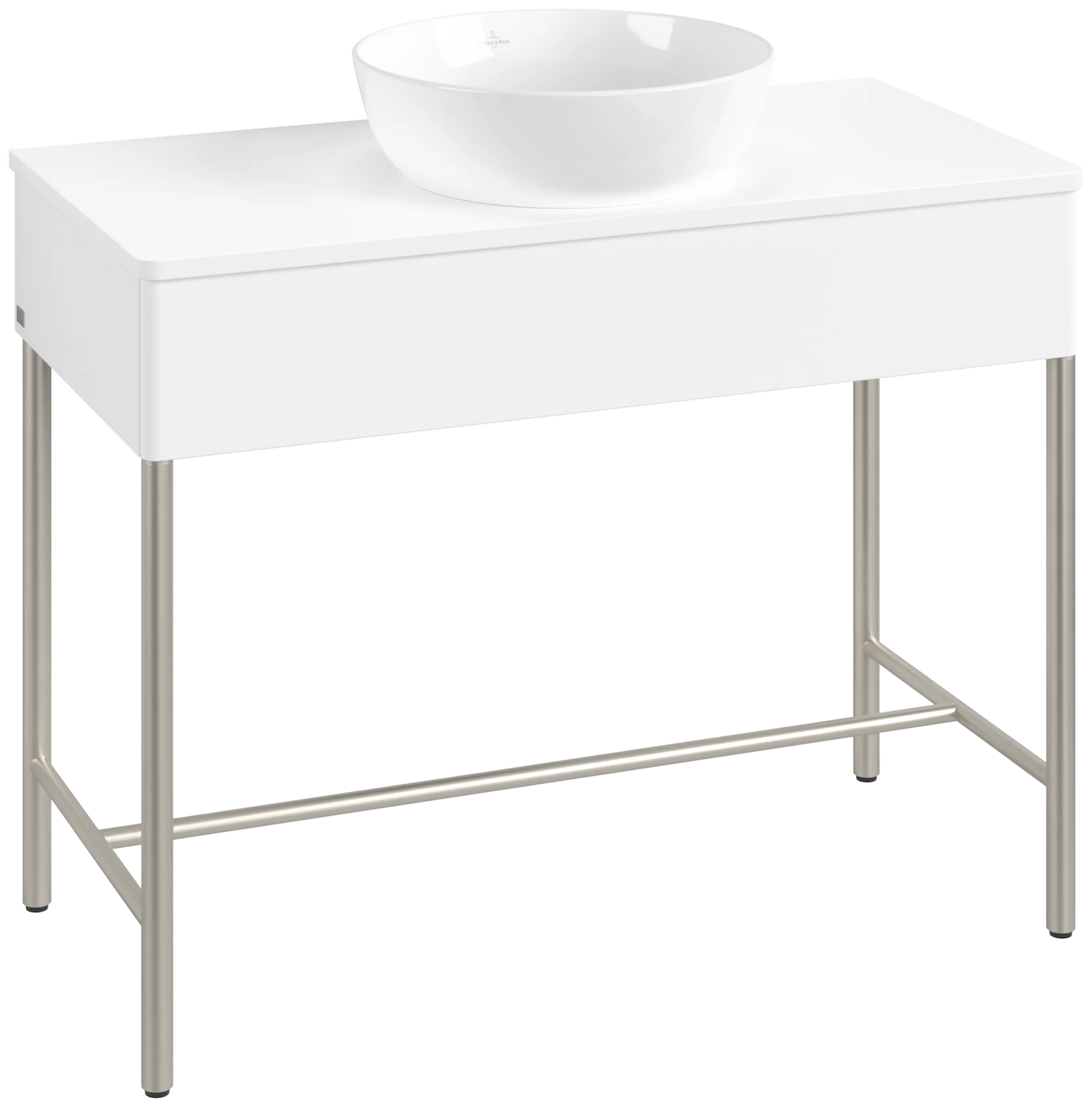 Villeroy & Boch Waschbeckenunterschrank Artis L61010MT, Eckig White Matt Lacquer, 1.000 x 782 x 500 mm, mit Metallgestell, Beleuchtung, Push-to-open Funktion