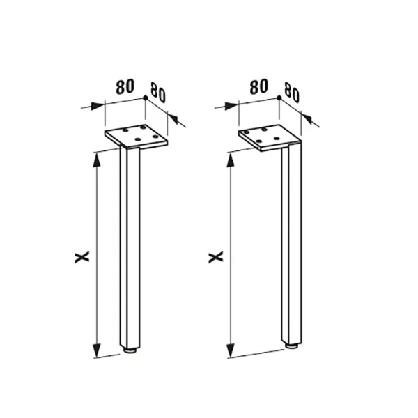 Füße (2 Stück) PRO S für Waschtischunterbau verschiedene Modelle Aluminium