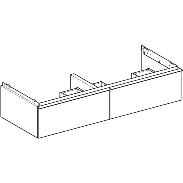 Geberit iCon Unterschrank für Doppelwaschtisch, 118,4 x 24,7 x 47,6 cm, weiß hochglänzend, Griff hoch-glanzverchromt Geberit iCon Unterschrank für Doppelwaschtisch, 118,4 x 24,7 x 47,6 cm, weiß hochglänzend, Griff hoch-glanzverchromt