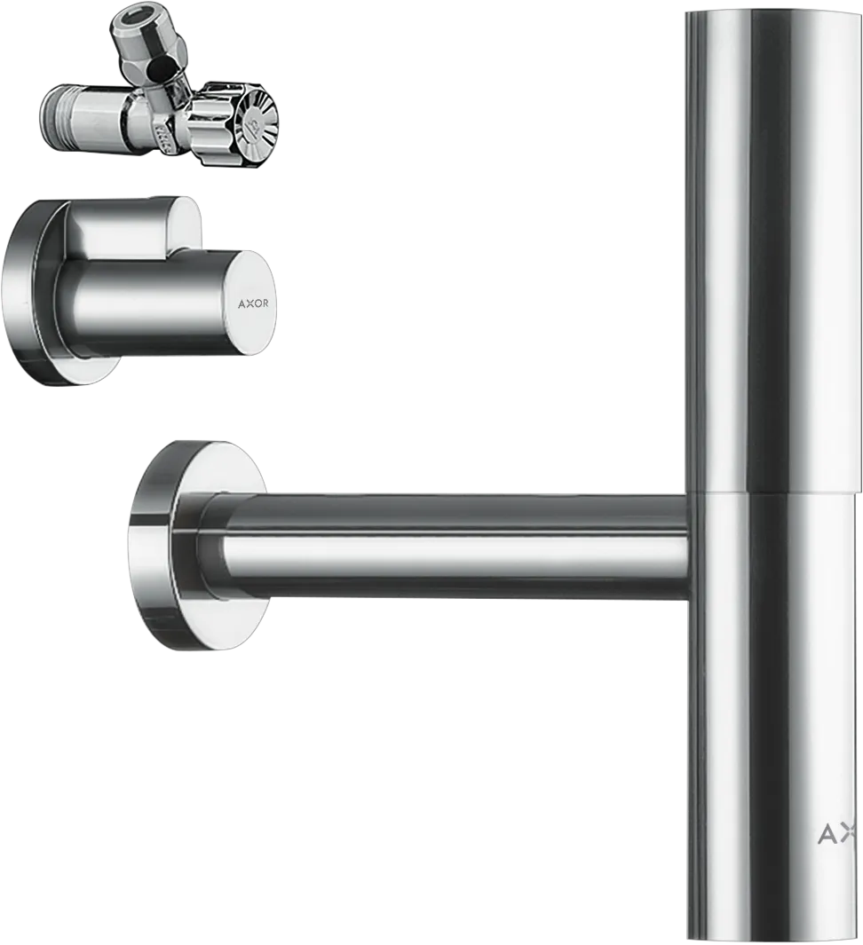 Hansgrohe AXOR Design Siphon Set Flowstar Chrom, 2 Eckventile + Schuber, Verstellweg 65–165 mm, Wandabstand 330 mm, Stauwasserhöhe 75 mm, Anschluss G 11/4 Hansgrohe AXOR Design Siphon Set Flowstar Chrom, 2 Eckventile + Schuber, Verstellweg 65–165 mm, Wandabstand 330 mm, Stauwasserhöhe 75 mm, Anschluss G 11/4