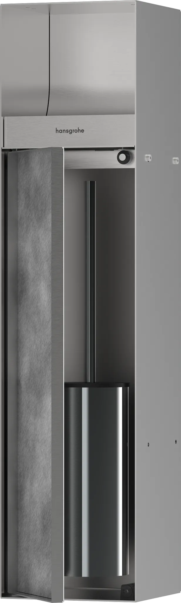Hansgrohe XtraStoris Rock Einbau Toilettenbürstenhalter mit Papierhalter und befliesbarer Tür, Edelstahl gebürstet Hansgrohe XtraStoris Rock Einbau Toilettenbürstenhalter mit Papierhalter und befliesbarer Tür, Edelstahl gebürstet