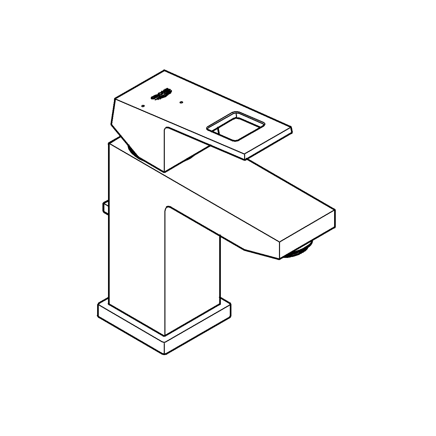 Einhand-Waschtischbatterie Eurocube 23390, S-Size, Einlochmontage, Zugstangen-Ablaufgarnitur 1 1/4″, Energie-Spar-Funktion Mittelstellung kalt, chrom