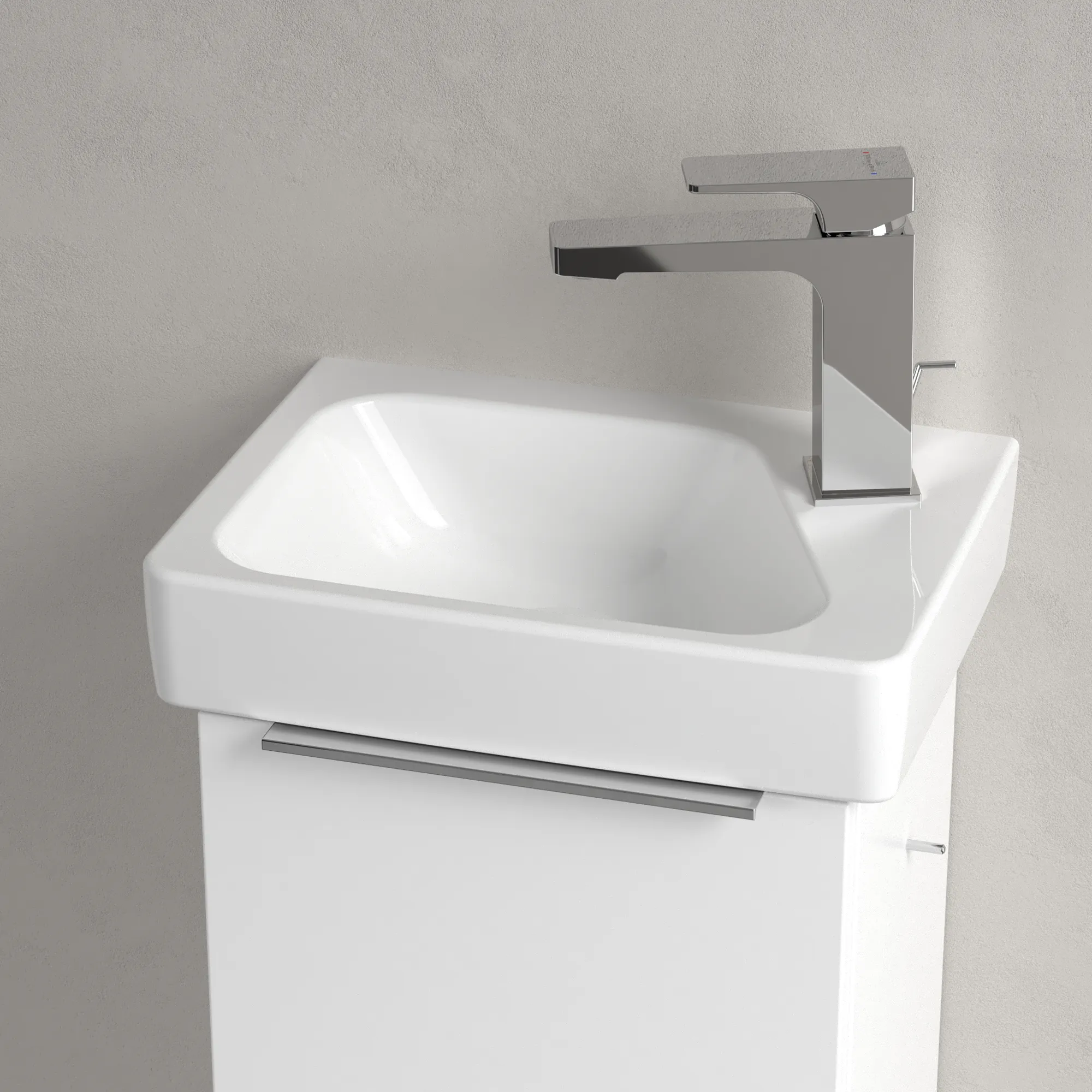 Villeroy & Boch Waschbecken „Architectura“ 360 × 265 × 135 mm, ohne Hahnlochbohrung, für Becken links in Weiß Alpin Villeroy & Boch Waschbecken „Architectura“ 360 × 265 × 135 mm, ohne Hahnlochbohrung, für Becken links in Weiß Alpin